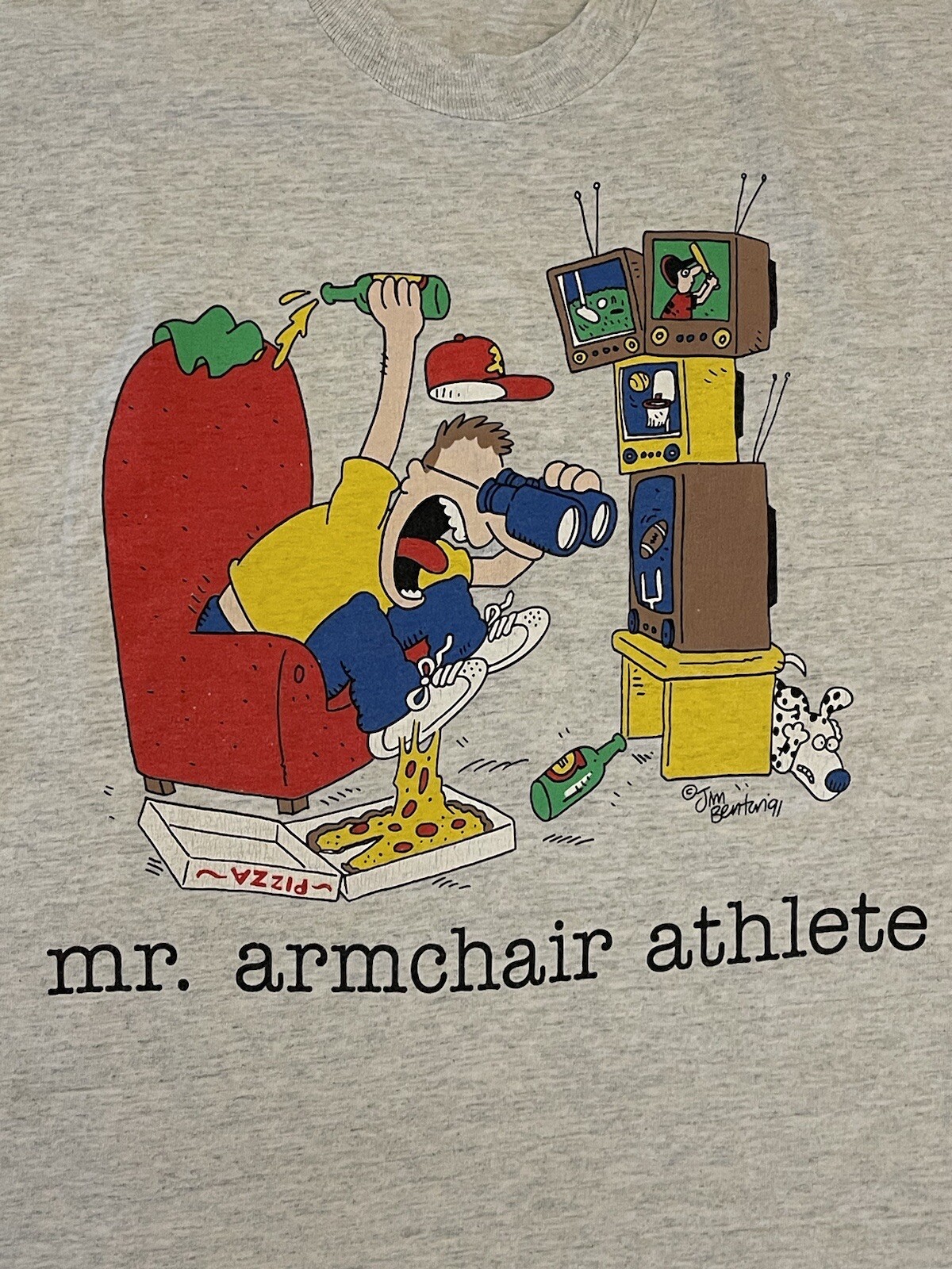 VTG Mr. Armchair Athlete XL Jim Benton 91 Single Stitch Shirt Fruit Of The Loom gallery