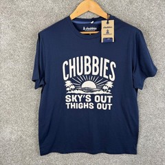 Chubbies Mens The No Brainer Navy Graphic T Shirt Sky’s Out Thighs Out Large NEW