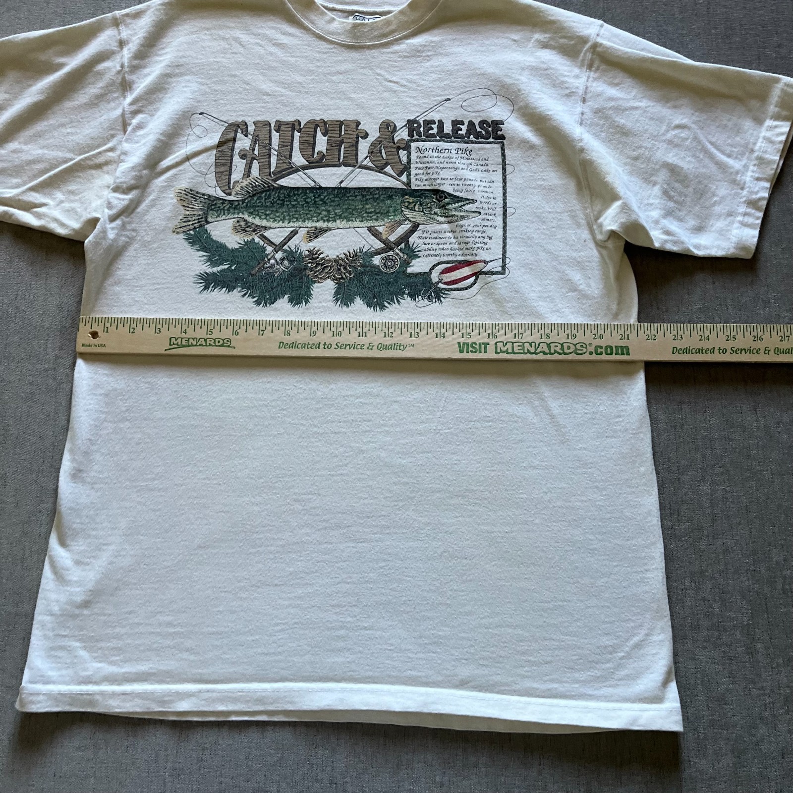 Vintage Galt Sand Catch & Release T Shirt Men L Beige Northern Pike Fishing gallery