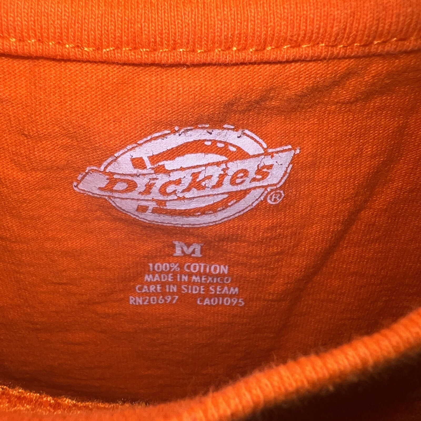 Dickies T Shirt Mens Sz M Orange Short Sleeve Logo Genuine Pocket Work Heavy Tee gallery
