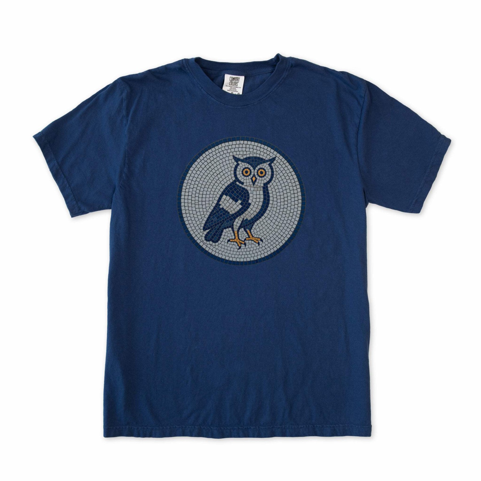Mosaic Owl T-Shirt | Geometric Blue Grey Wisdom Graphic Tee | Comfort Colors gallery