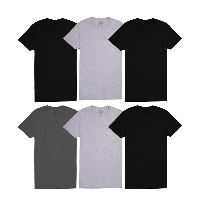 Fruit of the Loom Men’s Pocket T-Shirts, 6 Pack, Sizes S-3XL **Free Shipping**