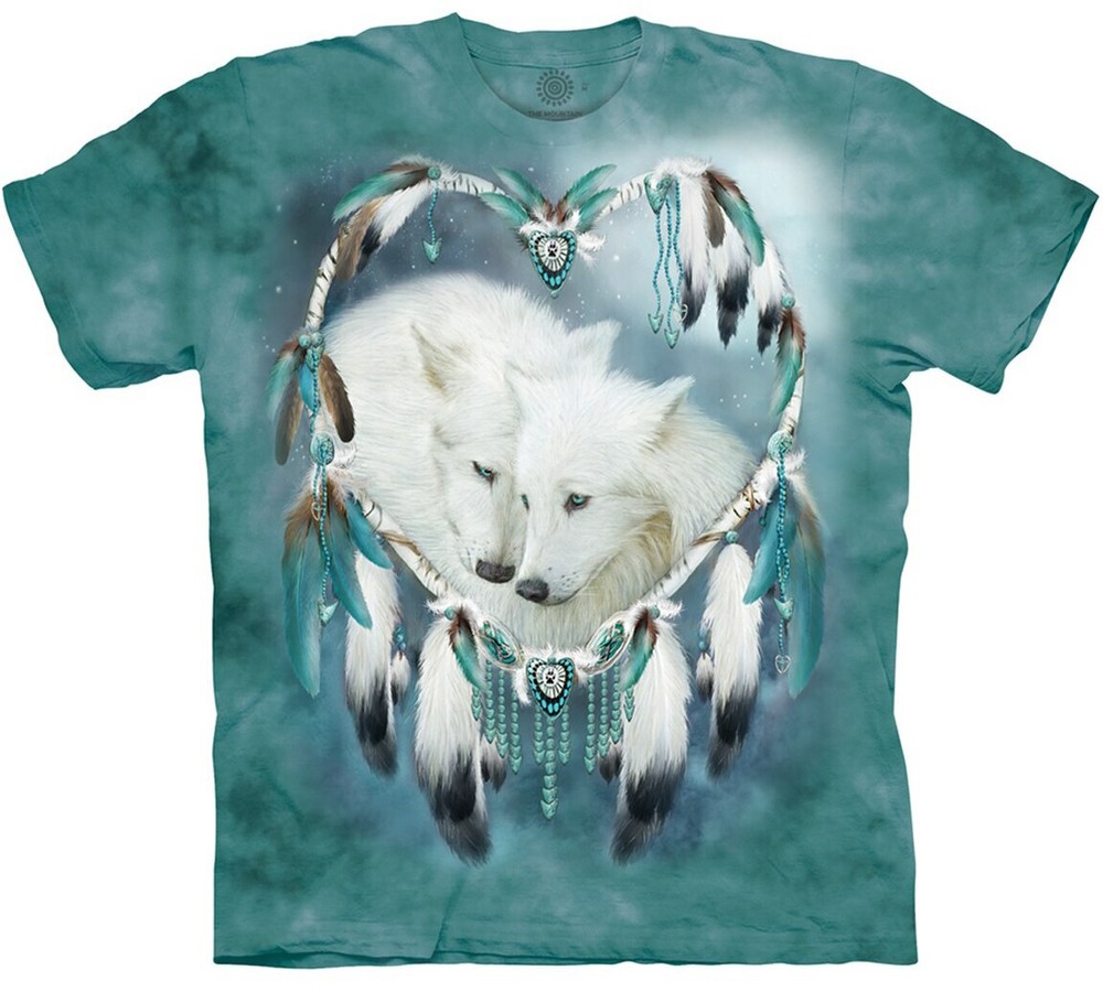 Wolf Heart Love Wolves Native American Dreamcatcher Blue Mountain T-Shirt S-4X