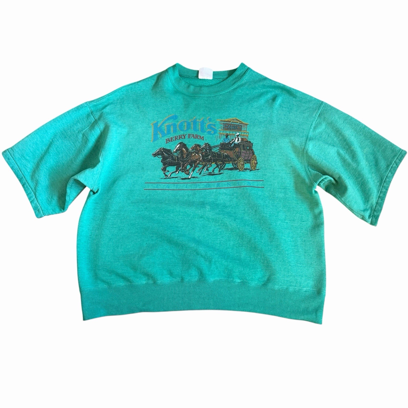 Vintage Knotts Berry Farm Sweatshirt T Shirt Calico Saloon Sz XL Green Hanes 90s