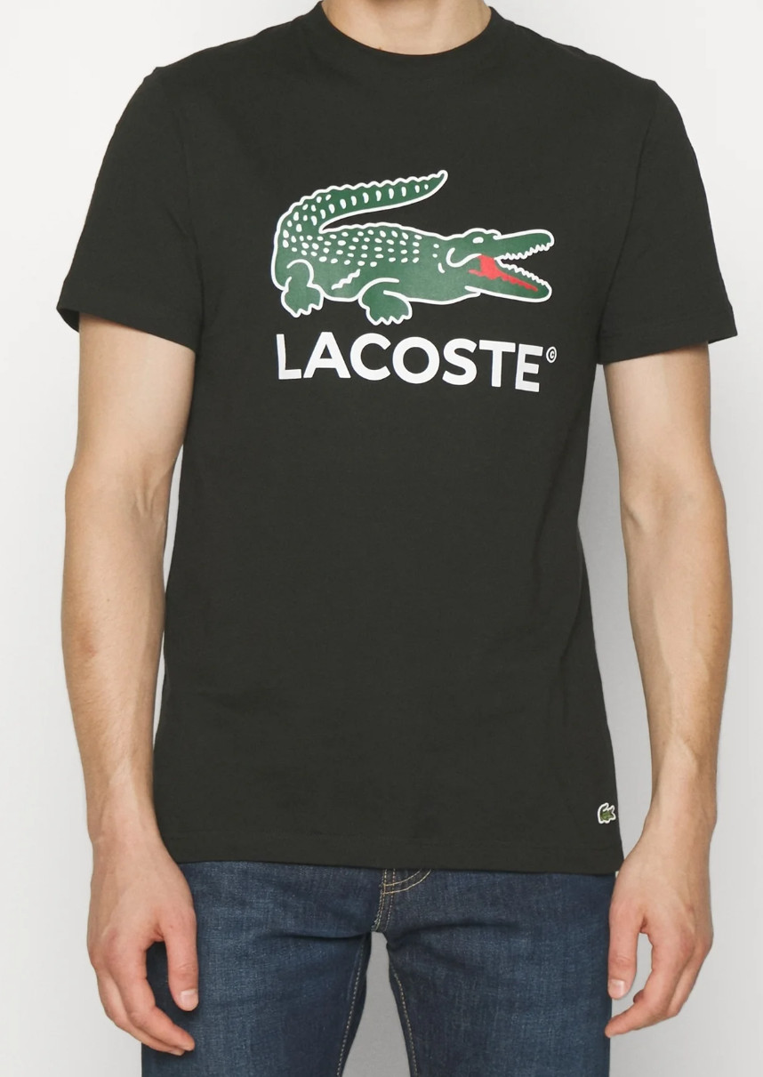 Lacoste Men's Signature Print Cotton Jersey T-Shirt Black TH1285-51-031 gallery
