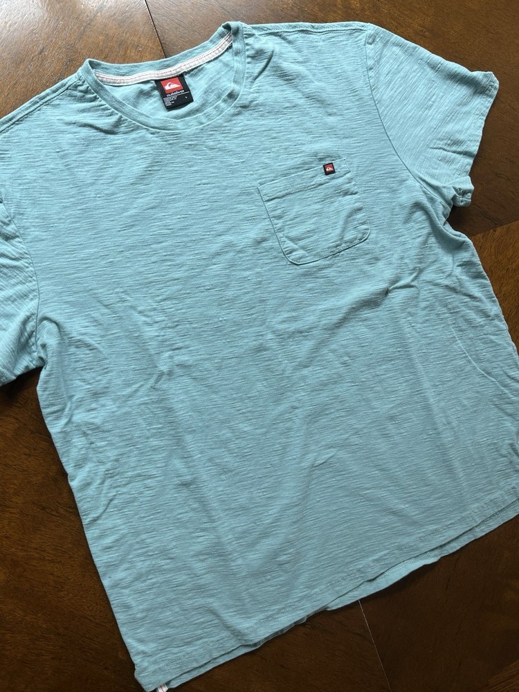 Quick Silver Saltwater Slub Pocket Tee Men’s Large ~ Heathered Seafoam Green ~