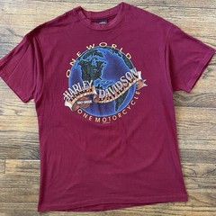Vintage 90s Harley Davidson One World One Motorcycle T Shirt XL USA Milwaukee