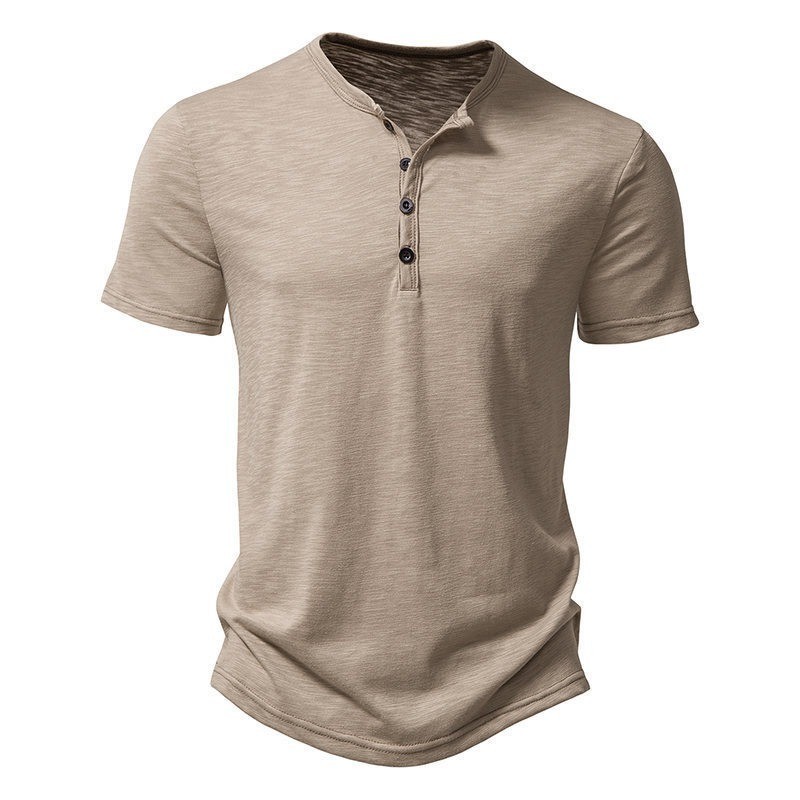 Polyester Men 2024 Brand T-Shirts Ultra-Soft Henley Slim Fit Sleeve V Neck T gallery