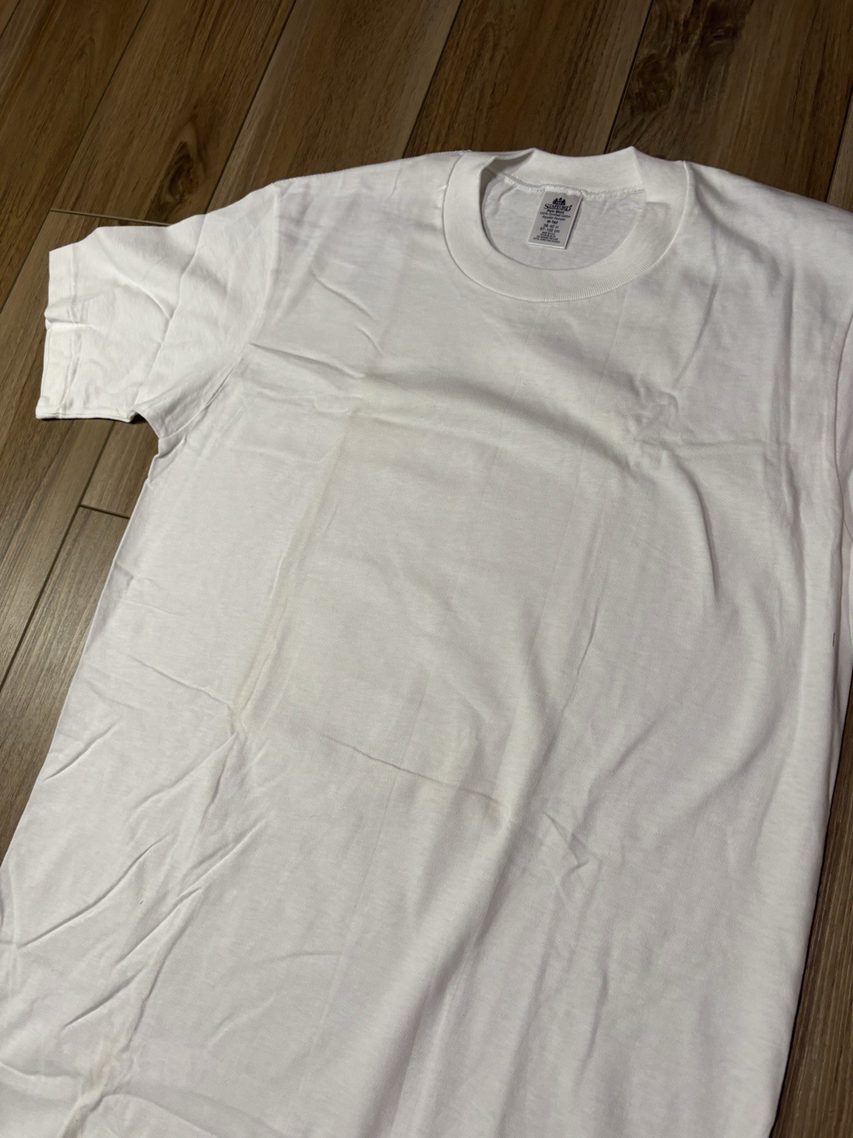 Vintage 90s Stafford Blank White T Shirt Mens Medium Tall Single Stitch Plain gallery