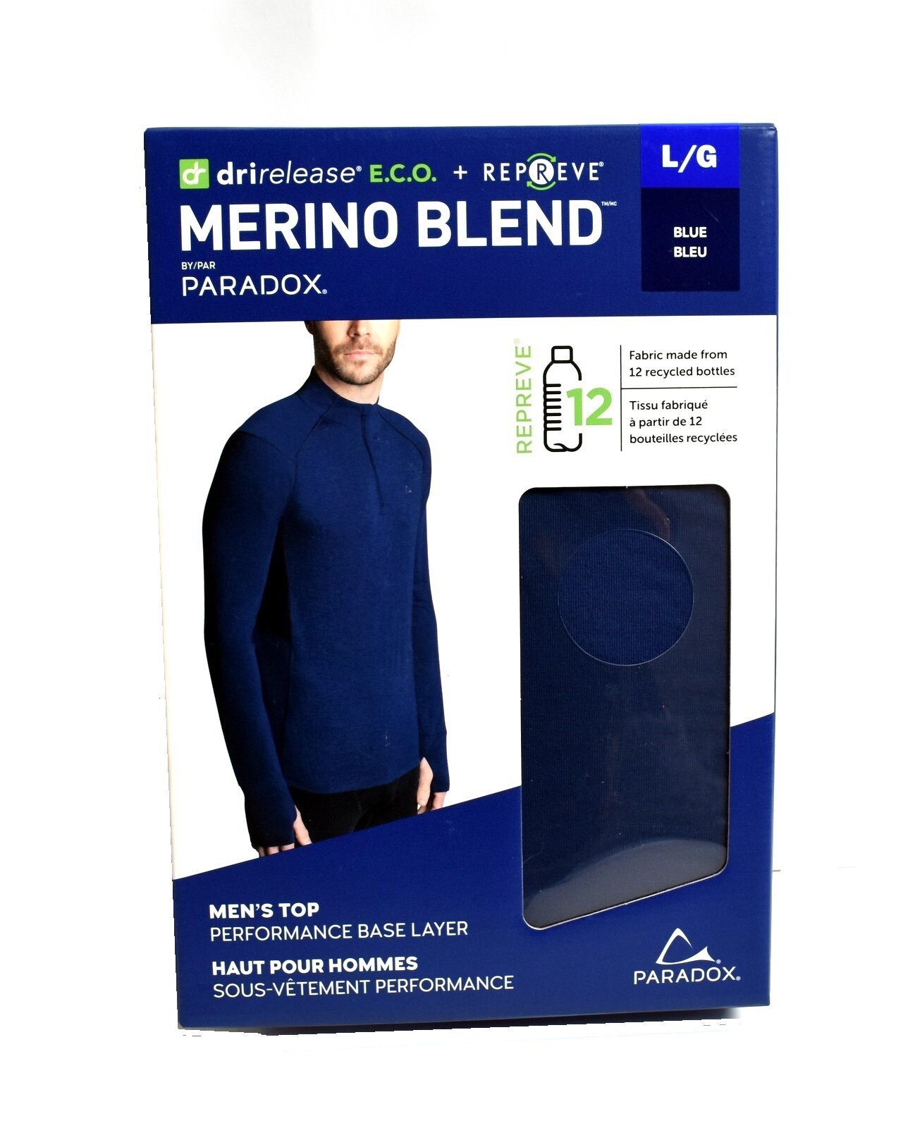 Paradox Men's Merino Blend Drirelease Performance Base Layer Shirt/Top - Navy gallery