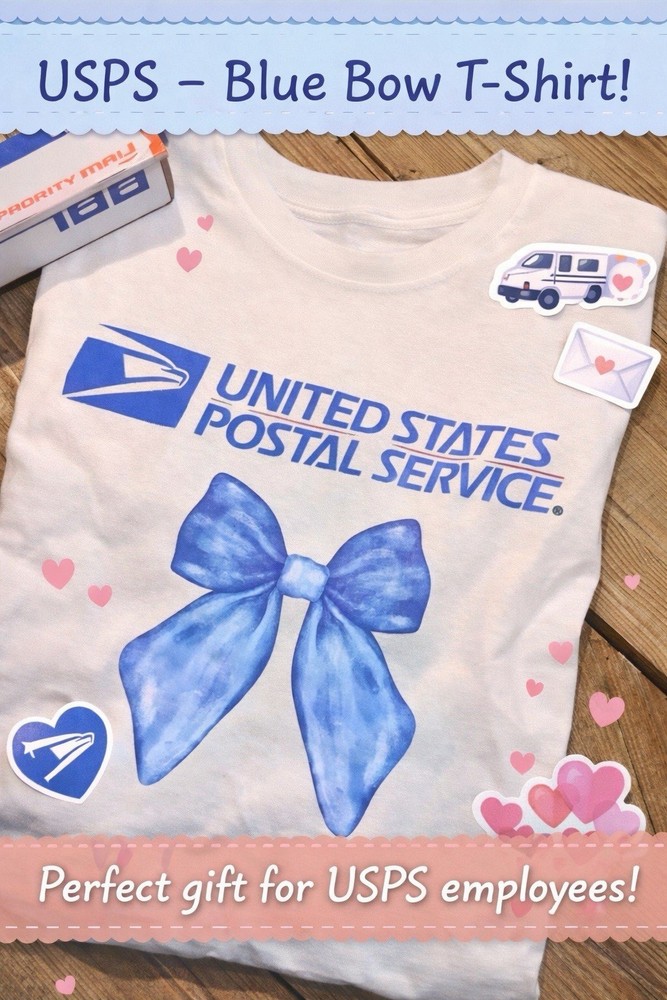 USPS United States Postal Service Blue Bow Logo Graphic Tee One Size