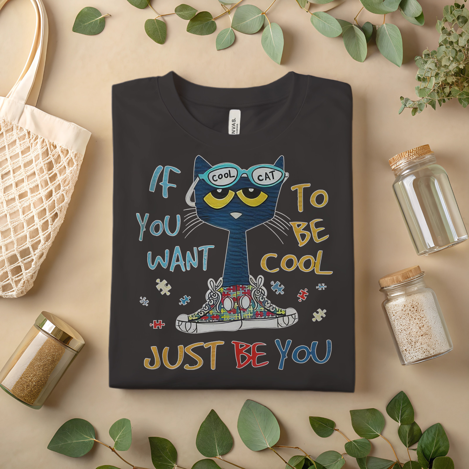 Cool Cat Graphic T-Shirt – Funny Cartoon Cat Tee with Motivational Quote A234 gallery