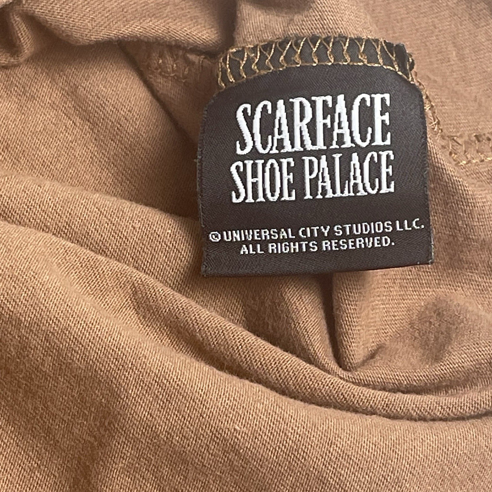 Scarface Shoe Palace Large T-Shirt Tee Brown Embroidered Pacino Montana Movie gallery