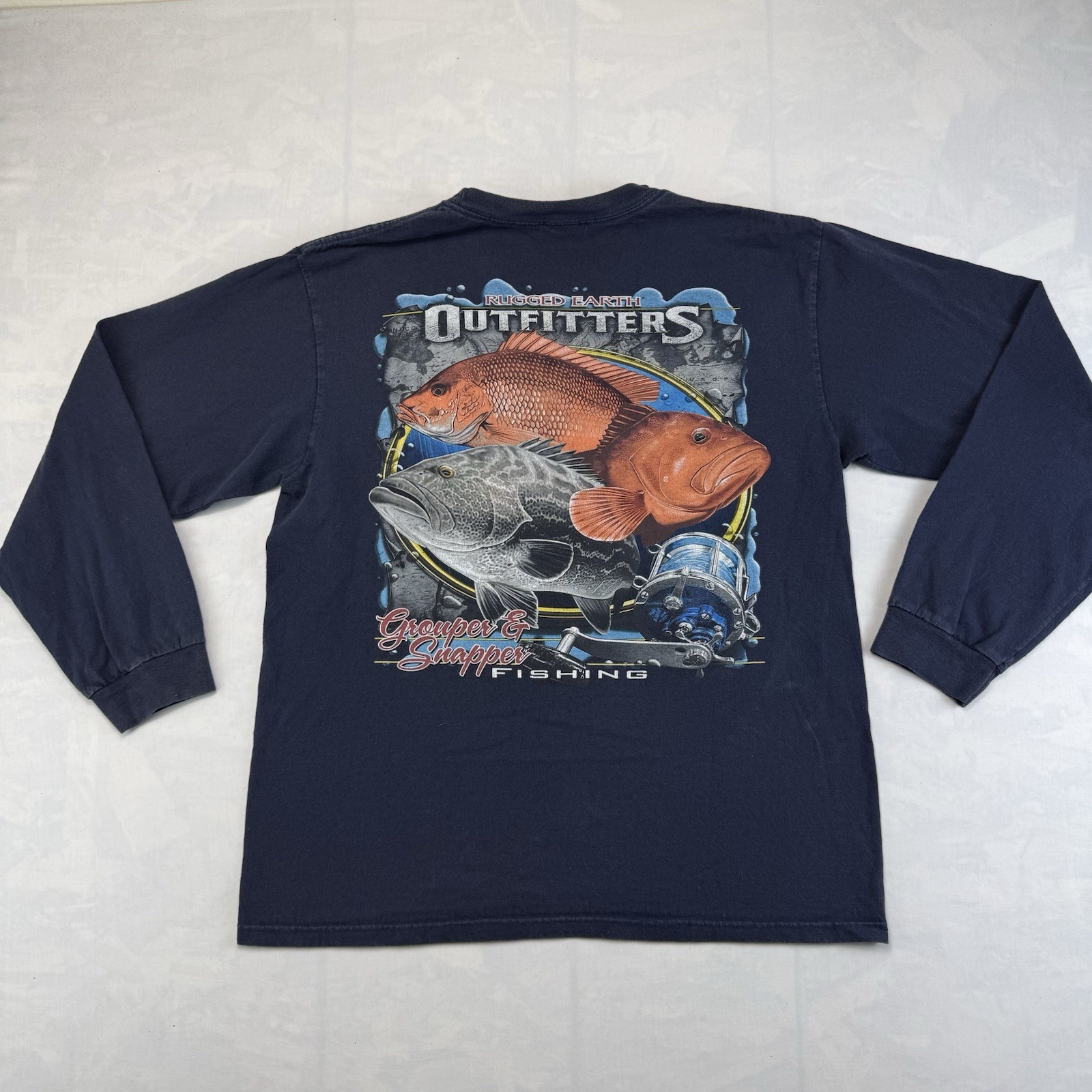 Chase Authentics Rugged Earth Outfitters Fishing Shirt Grouper Snapper Large