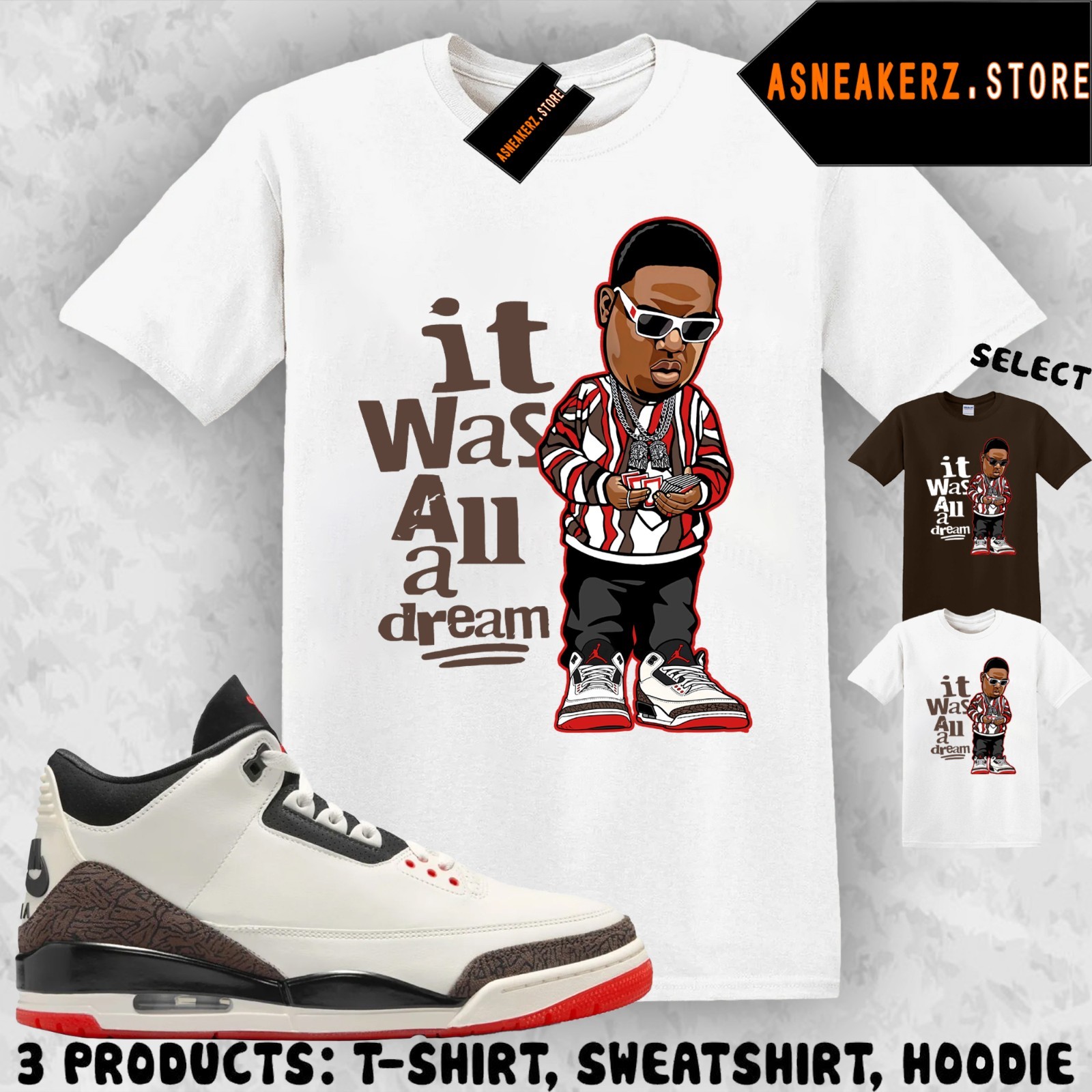 Tee Shirt Matching AJ 3 World's Best Dad 2026 Match Sneaker Sneakerhead Biggie gallery