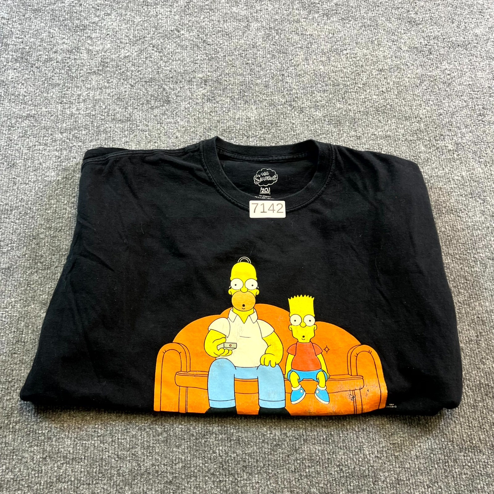 The Simpsons T-Shirt Mens 2XL Black Cotton Graphic Homer And Bart On A Couch gallery