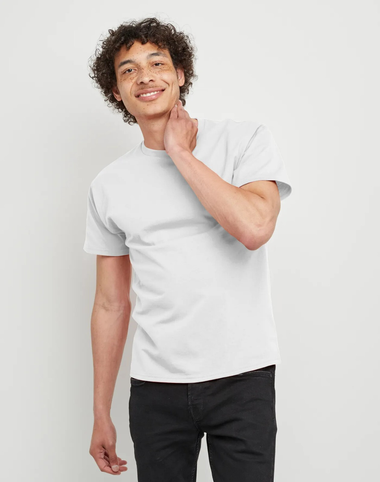 Hanes Men's 5XL Short Sleeve Cotton Crewneck T-Shirt White Comfort Fit gallery