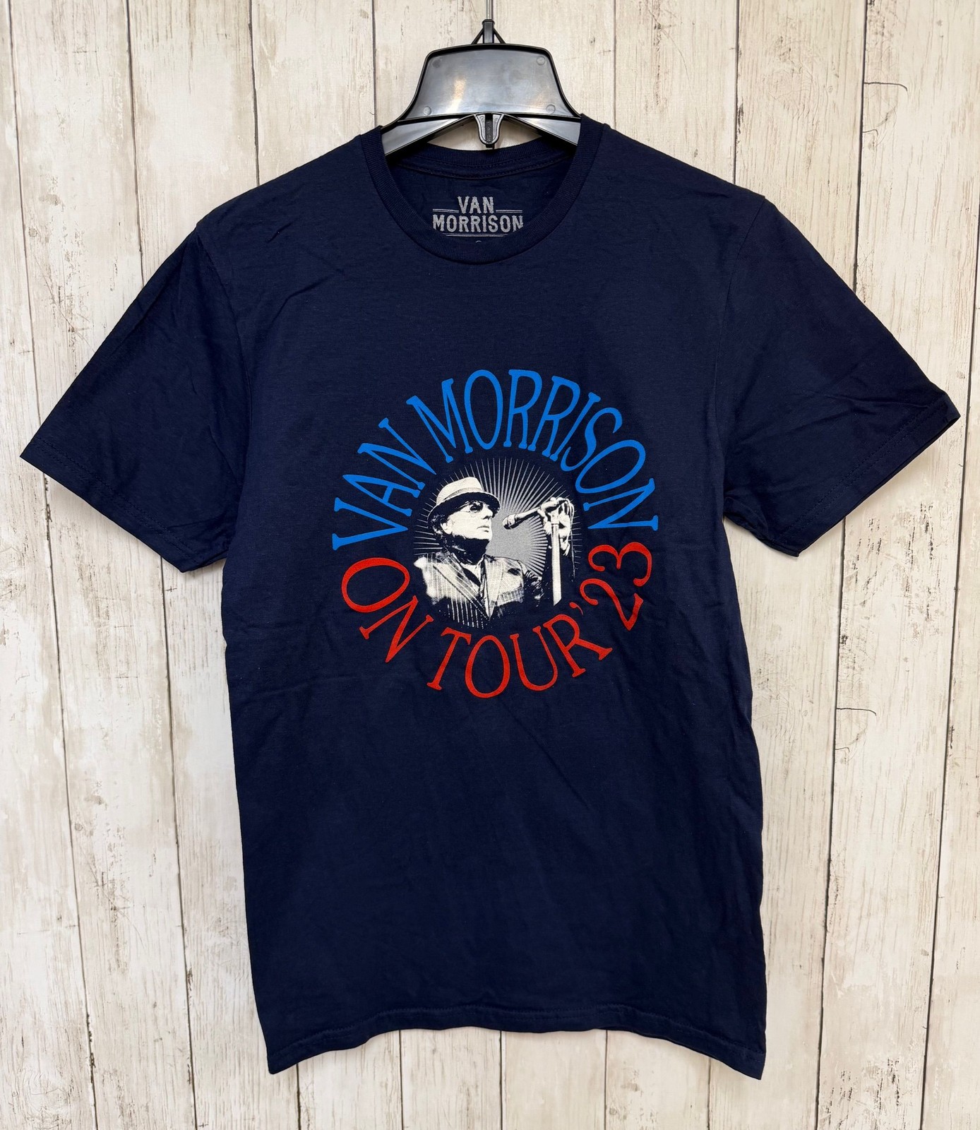 New Van Morrison US Tour 2023 Band T Shirt Mens Small Navy Blue Graphic Concert gallery