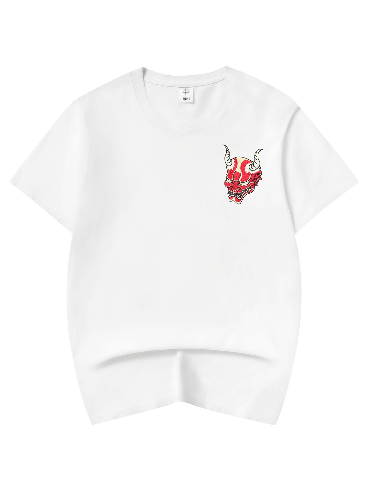 Niepce Red Demon Embroidered Tee Japanese Streetwear T-Shirt for Men gallery