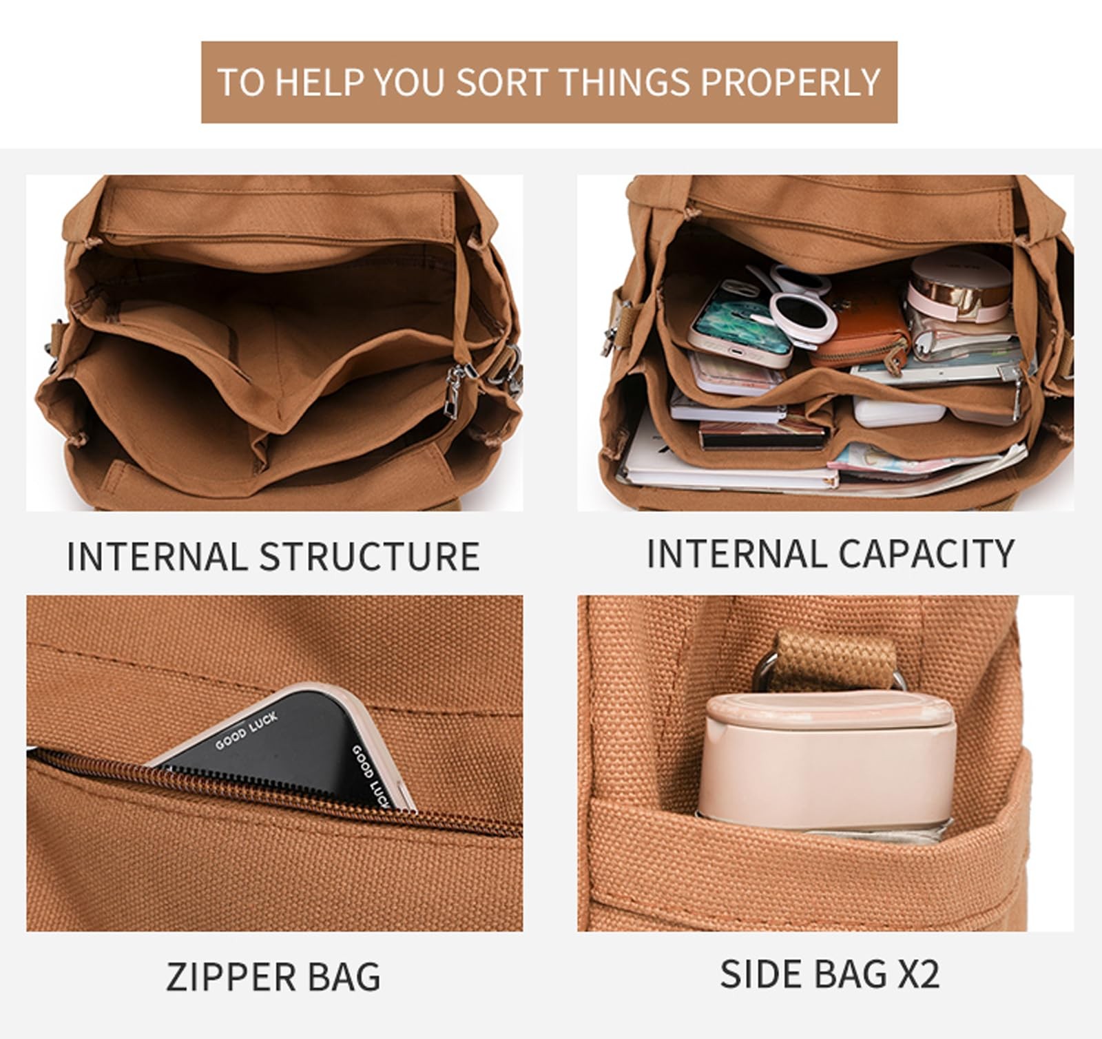 Canvas Crossbody Tote Bag for Women Laptop Work Handbag Shoulder Messenger Ba... gallery