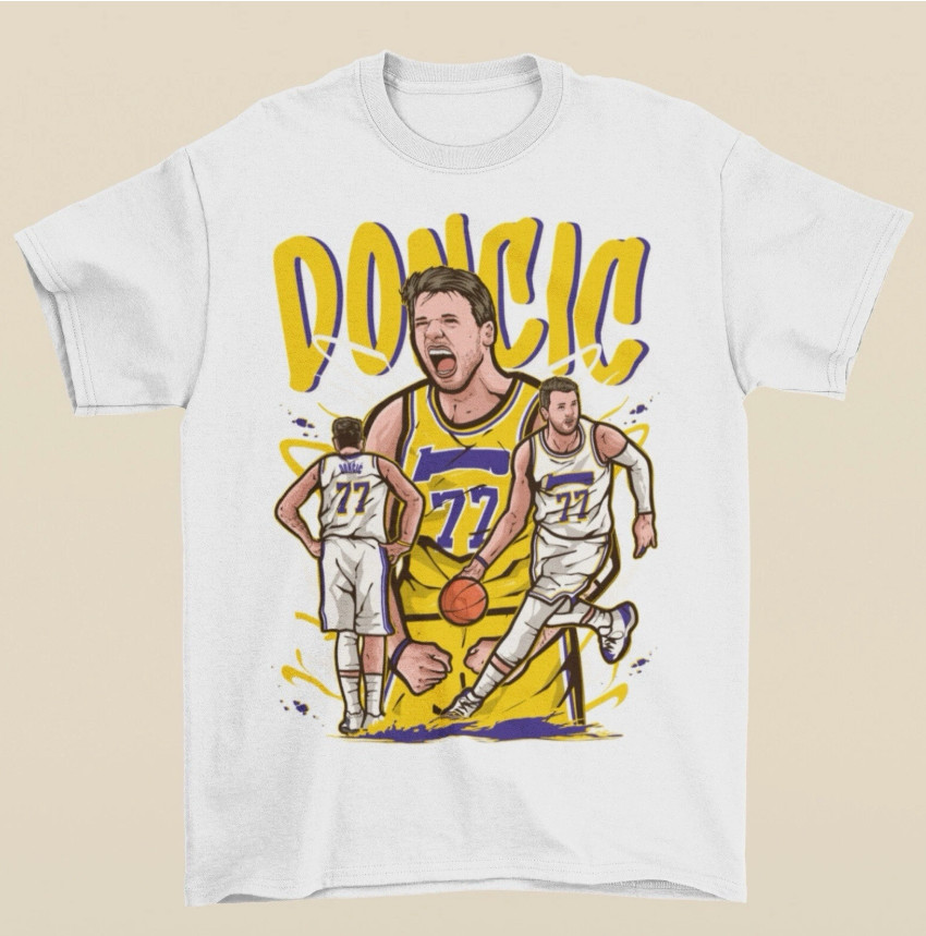 Luka Doncic Cartoon Graphic T-Shirt Retro Basketball Streetwear Men’s