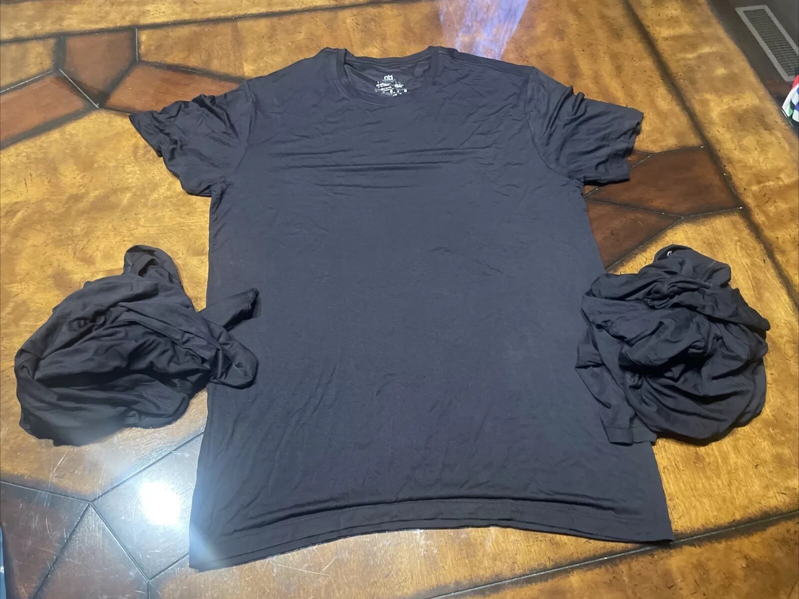 DAVID ARCHY Men's Undershirt T-Shirts Stretch Crew Black bamboo large 3 Pack gallery