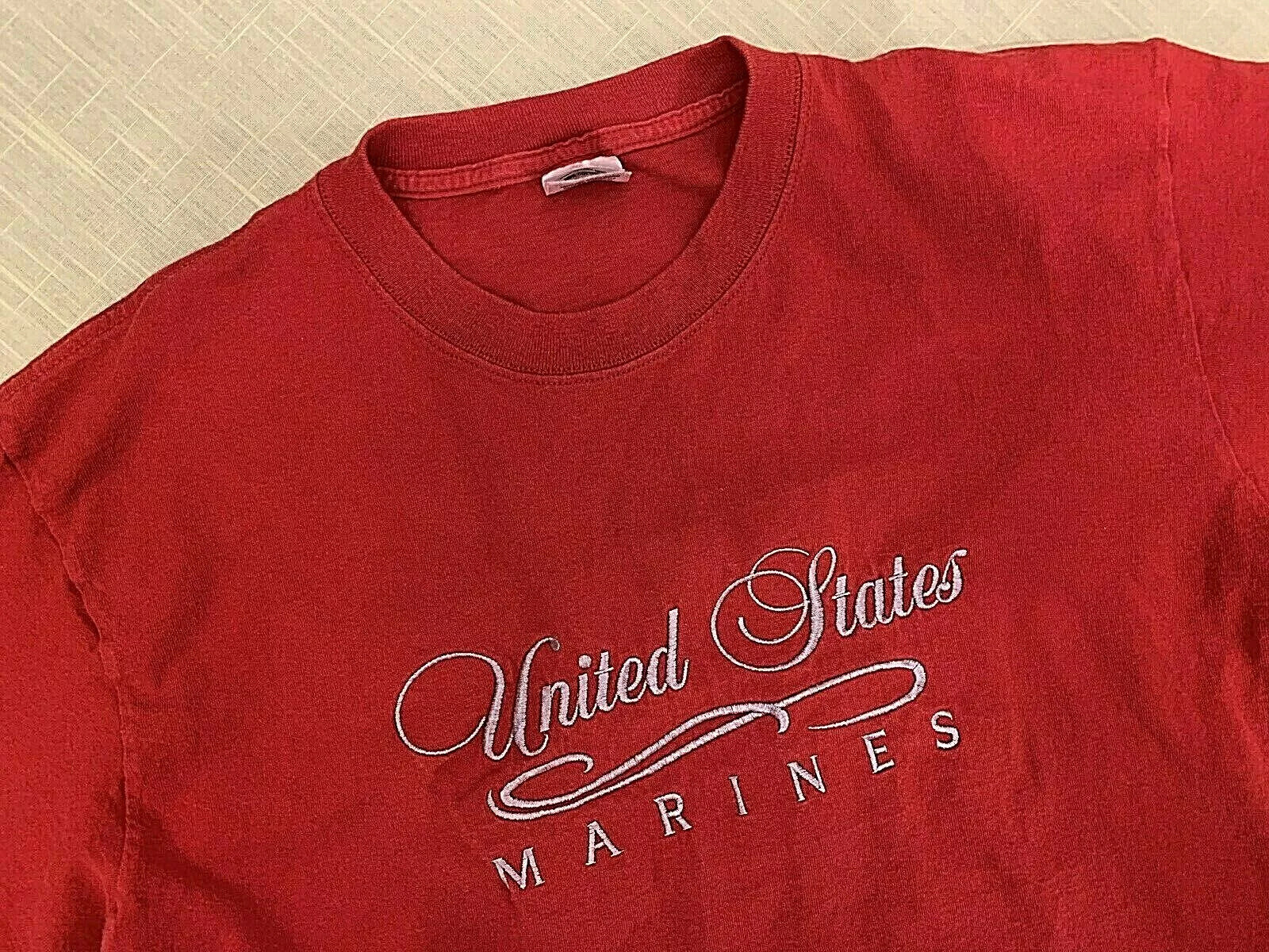 Vtg United States Marine Corps Script Logo T Shirt LARGE M.J. Soffe Semper Fi gallery
