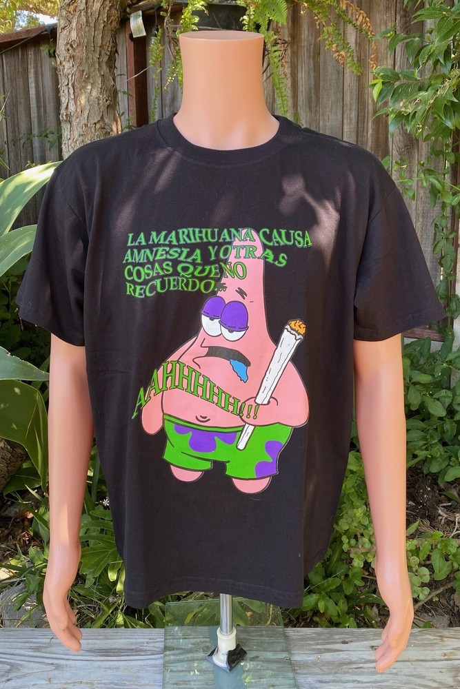 Patrick Star Funny Amnesia T Shirt Double Sided Drug Tee Size In Description