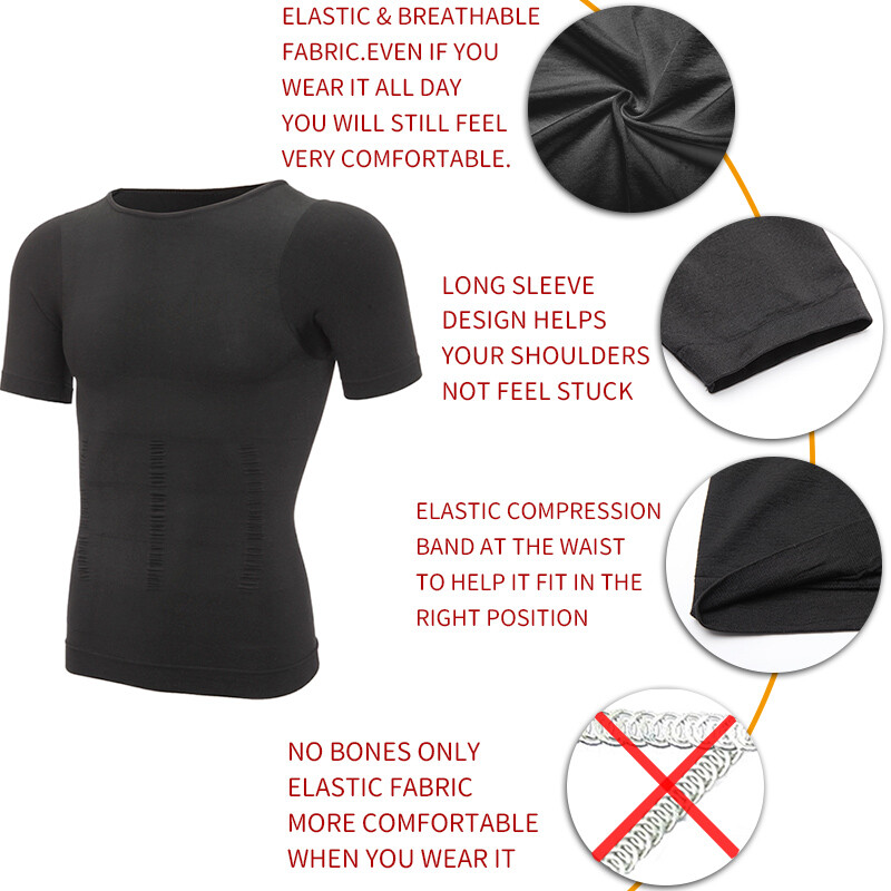 Men Slimming Body Shaper Gynecomastia T-shirt Posture Corrector Vest Compression gallery