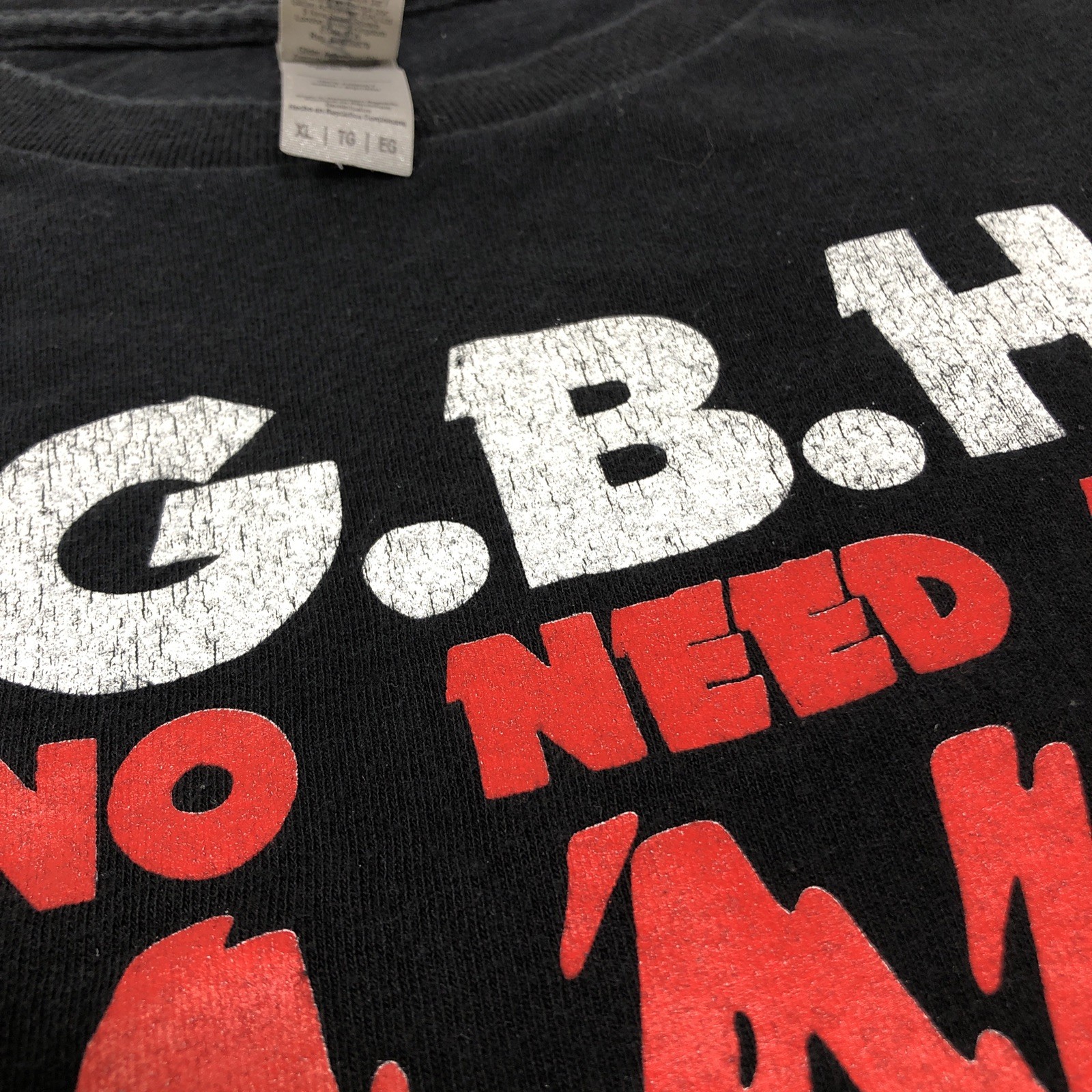 GBH No Need To Panic Album Logo size XL Black T Shirt UK Hardcore Punk Band Tee gallery