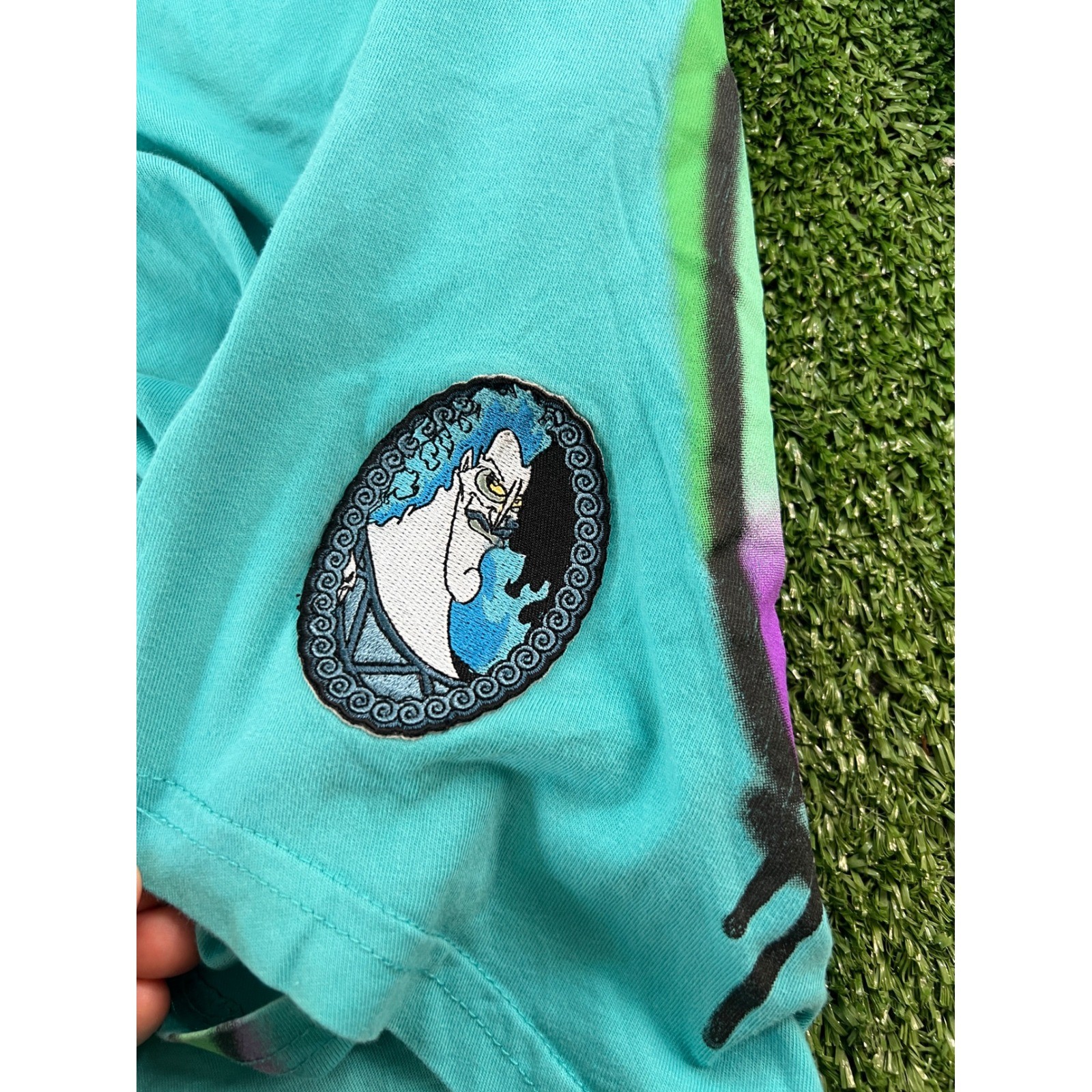 Disney Villains Hades Airbrush Graphic Long Sleeve Shirt Teal XL How Ya Doin gallery