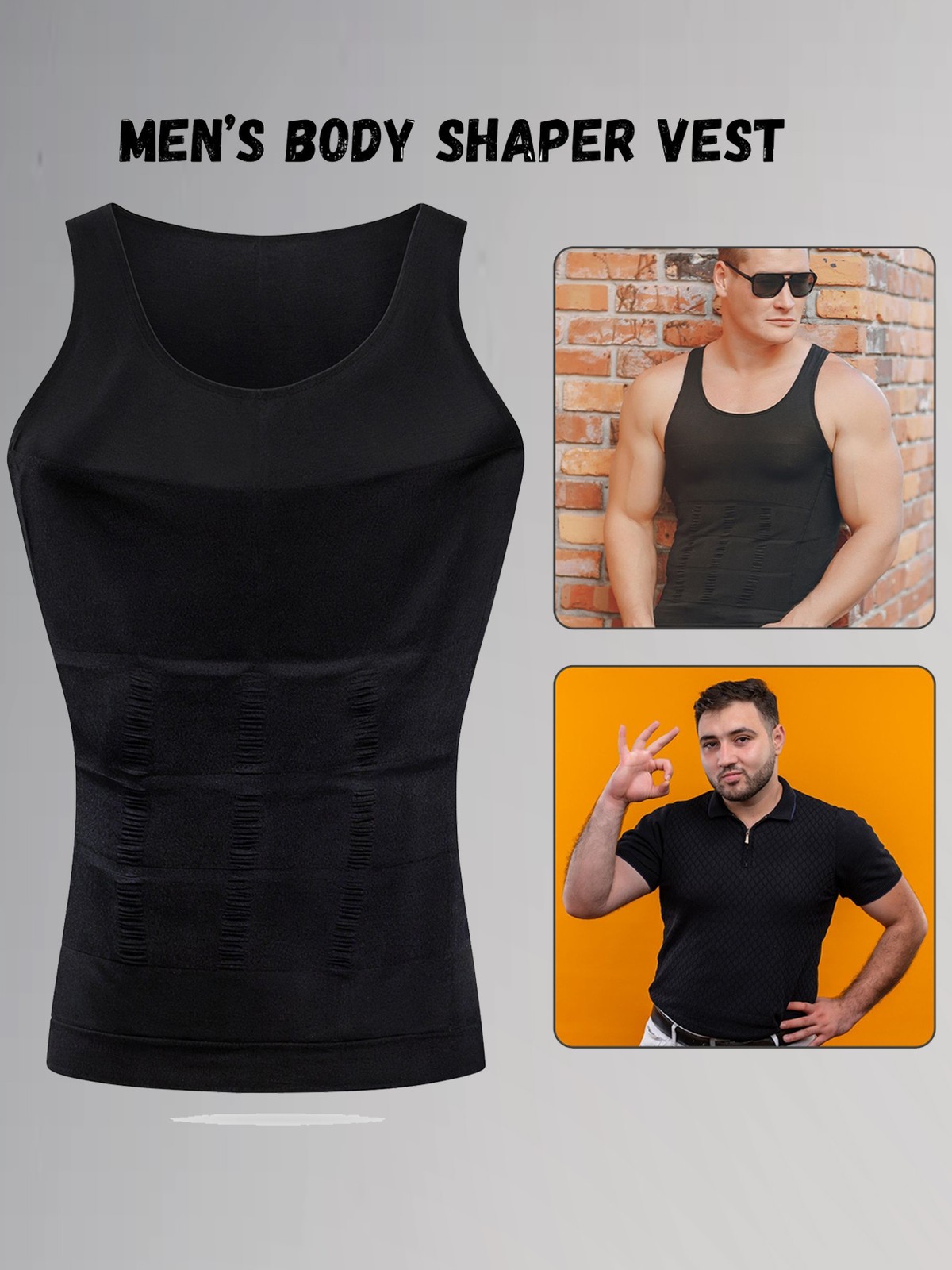 Men Slimming Body Shaper Compression Shirt Tummy Control Vest Fitness Tank Tops gallery