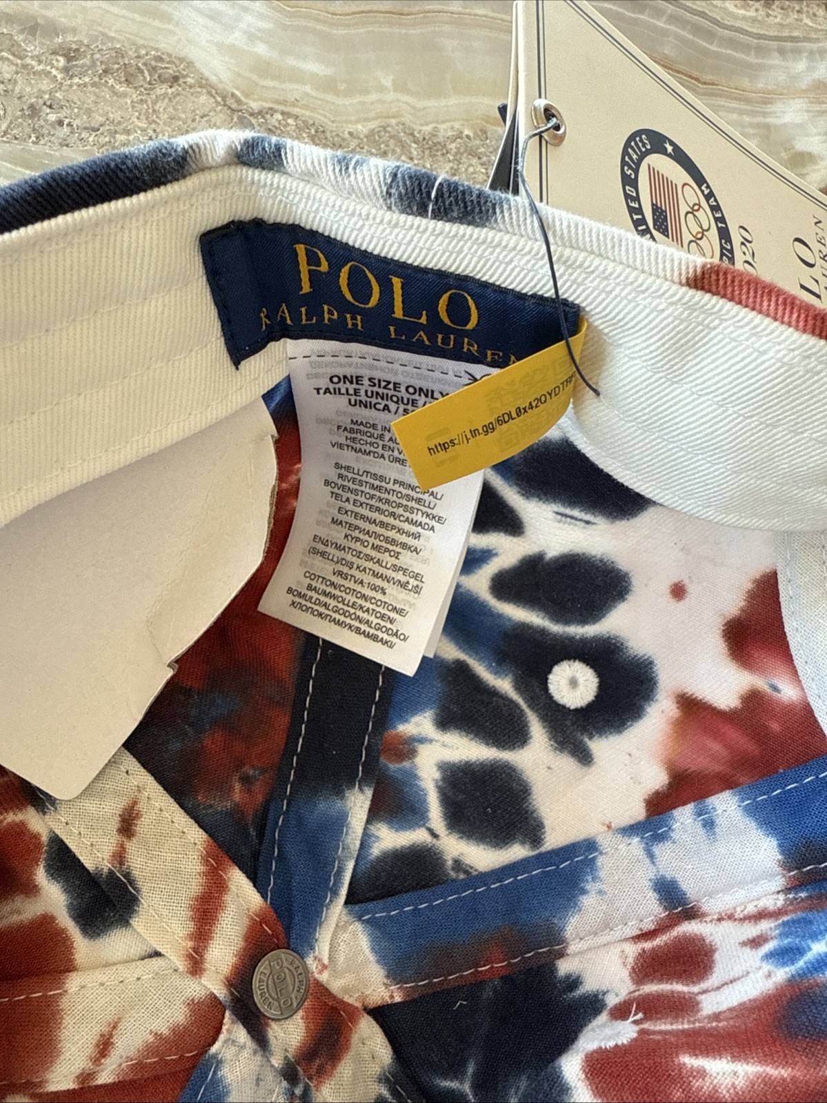 POLO Ralph Lauren NATIONAL TEAM USA TIE-DYE CHINO BALL CAP Leather Strap gallery