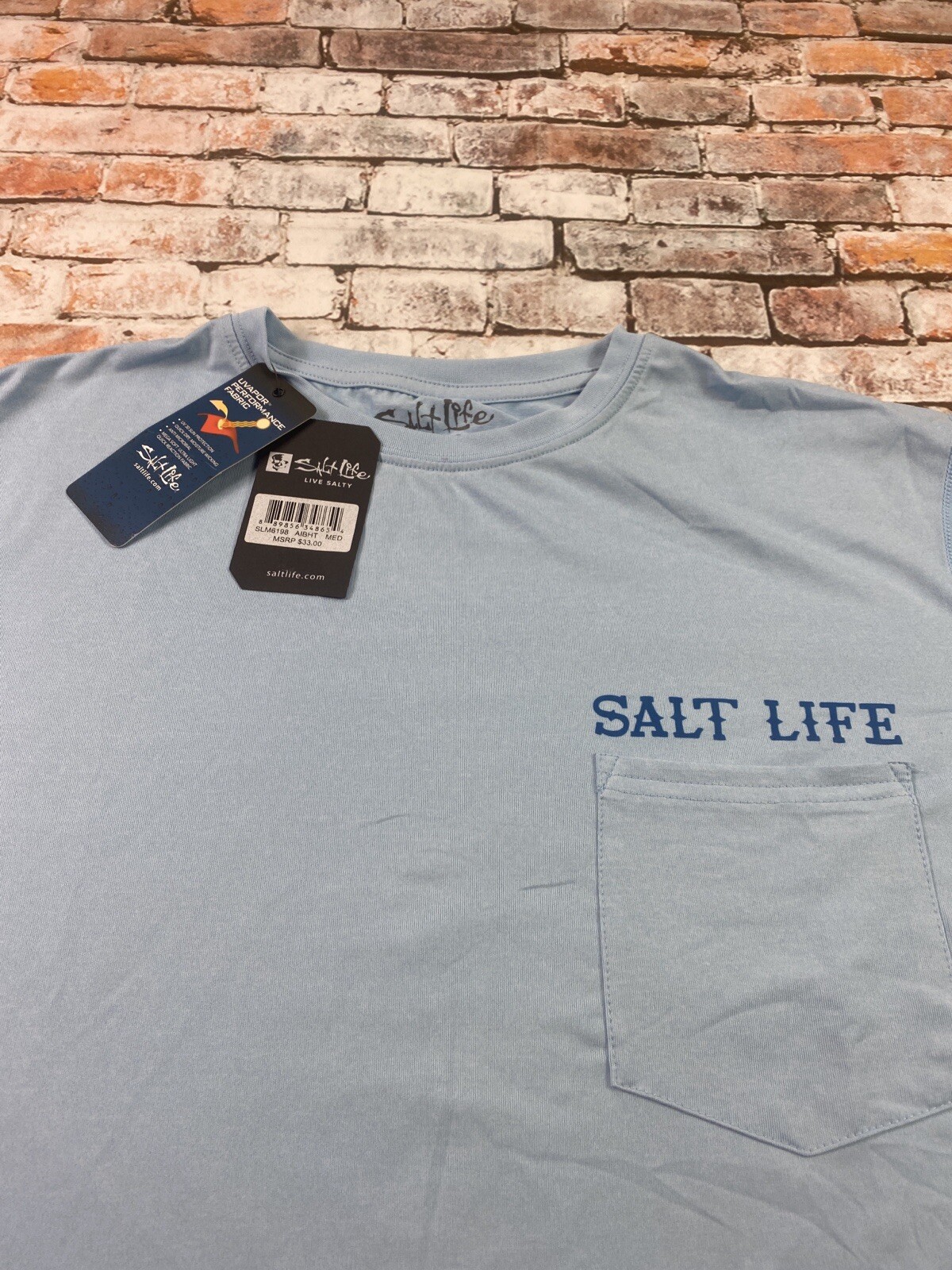 Salt Life Shirt Adult M Blue Performance Fishing Boating Beach Outdoor Tee Mens gallery