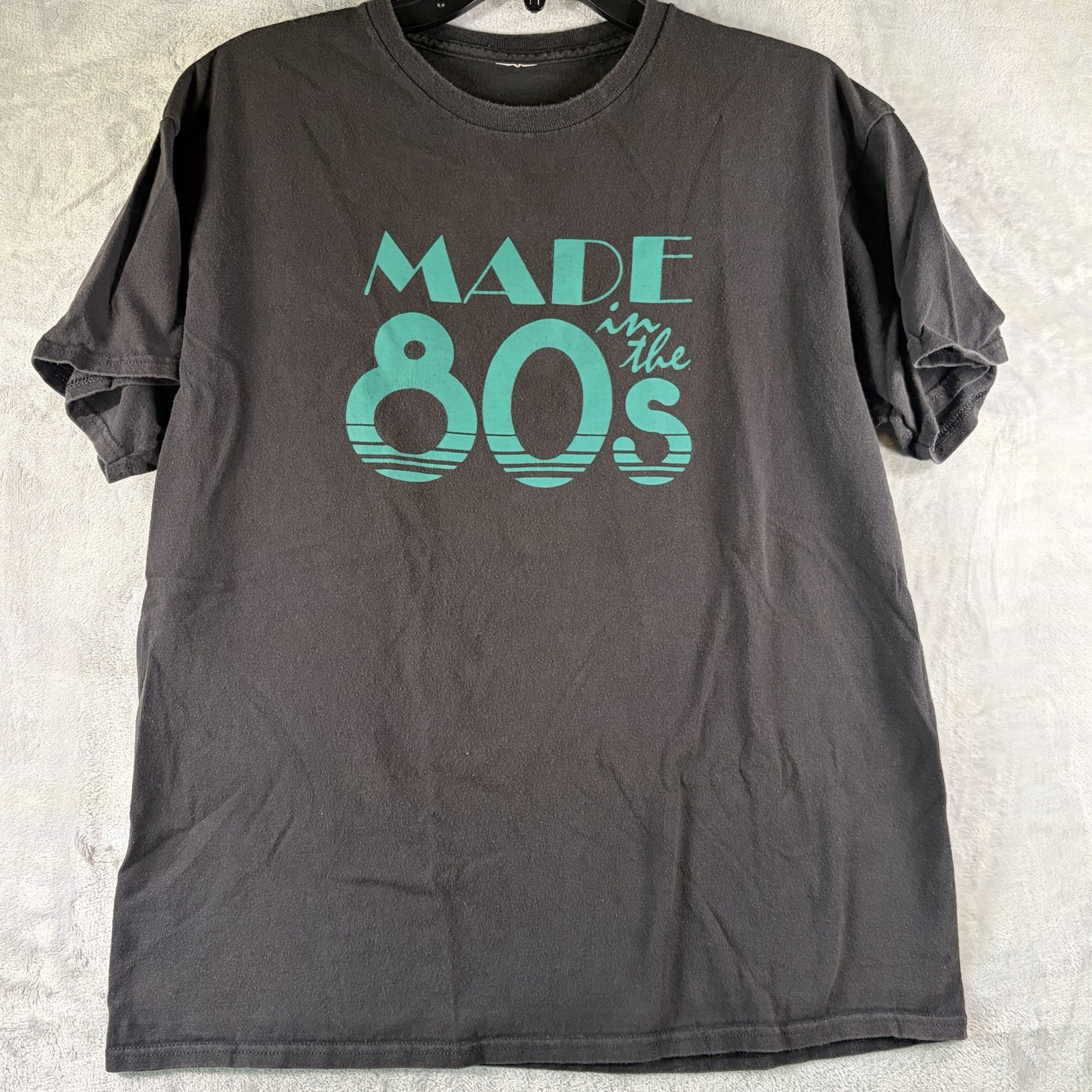 Made in the 80s Retro Graphic Tee Faded Black Teal Nostalgia No Size Tag gallery