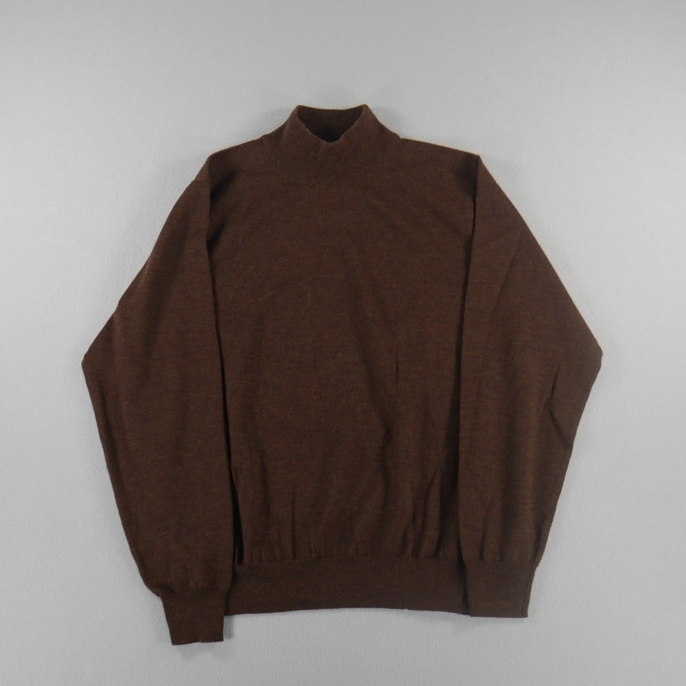 Jos A Bank Signature Collection Brown Sweater 100% Merino Wool Mock Neck Medium