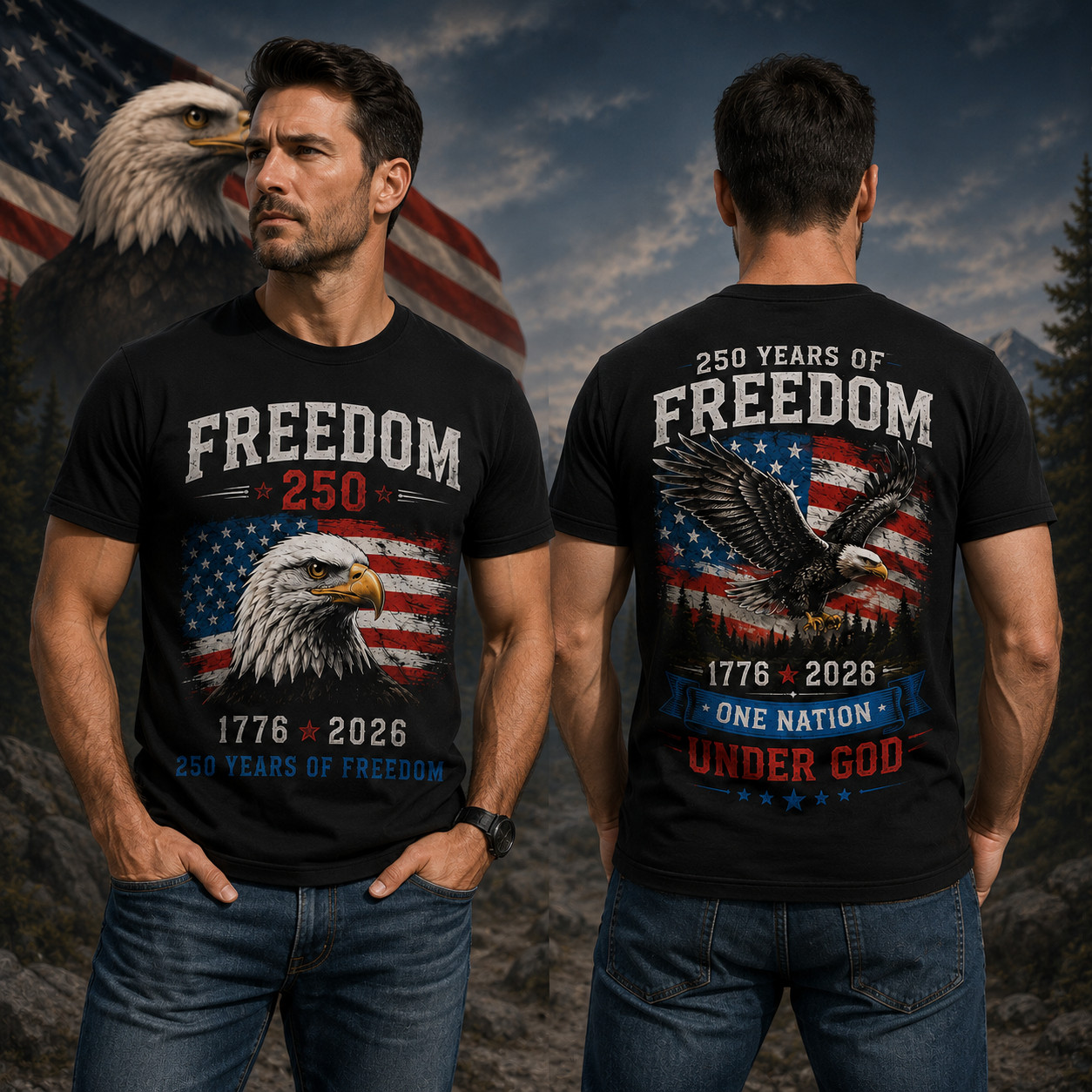 USA 250 Years Anniversary T-Shirt 1776-2026 Patriotic American Flag Tee (S-5XL) gallery