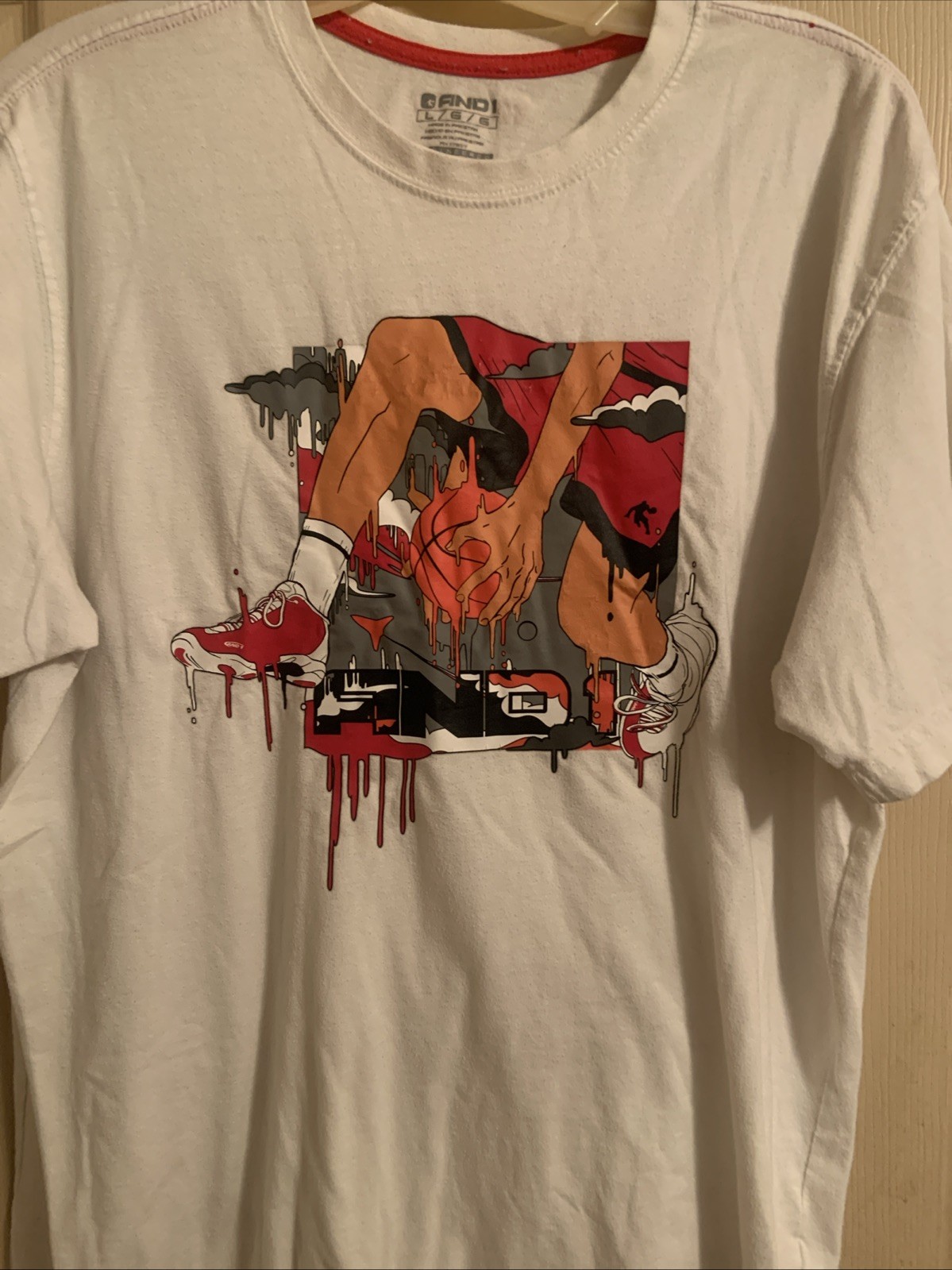 And1 Shirt Adult Large White Basketball Graphic Short Sleeve gallery