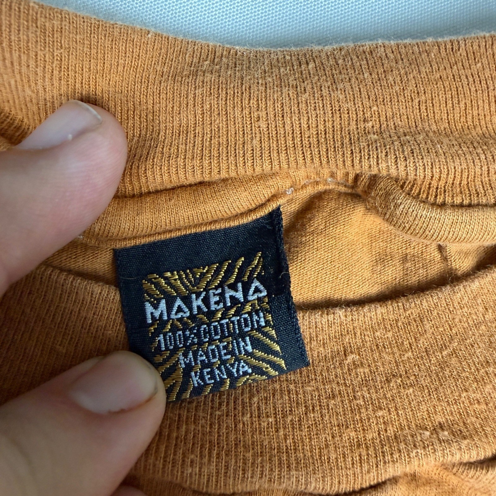 Vintage Makena Treetops Kenya T-Shirt Burnt Orange Cotton Graphic Tee Size 120 L gallery