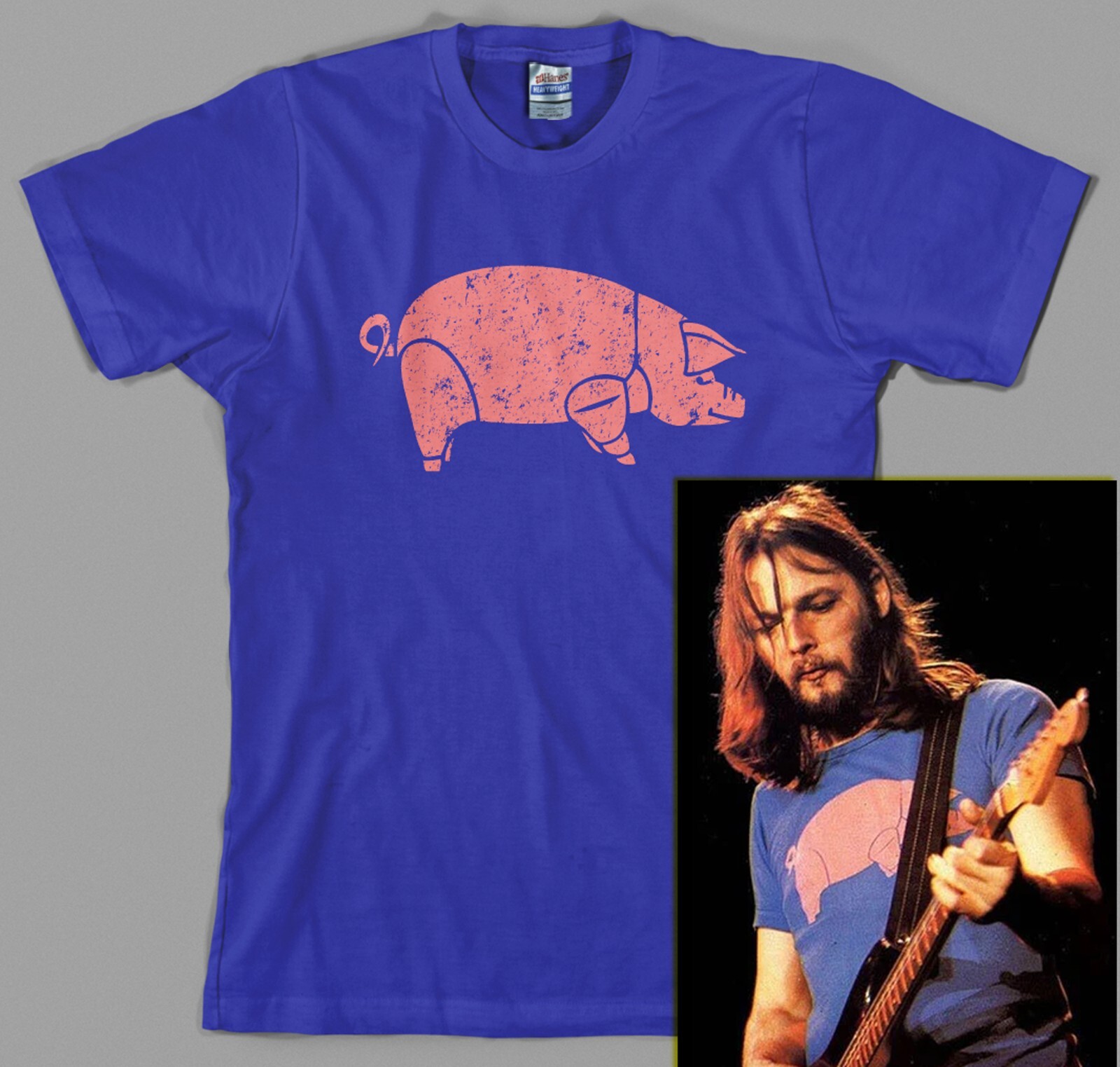 David Gilmour Pig Pink Floyd Animals T Shirt As worn by 1977 the wall syd barett gallery