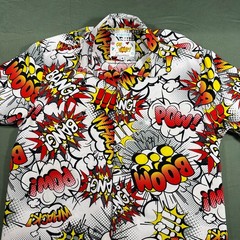 Oh Snap Drill Clothing Comic Pop Art Shirt Mens M Stretch Button Up Bang Pow