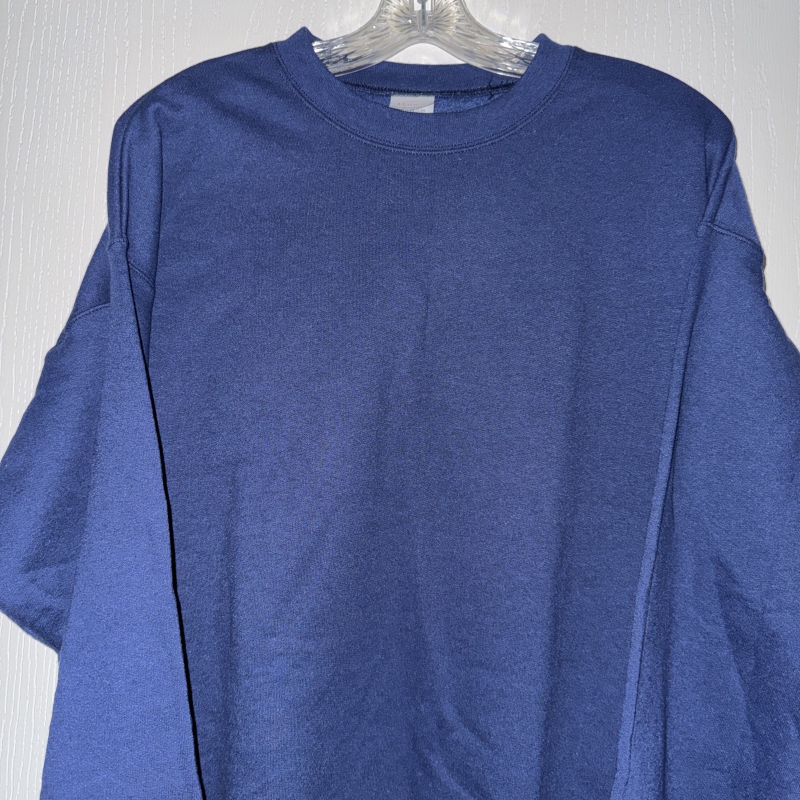 HANES MENS LARGE ECO Smart Blue Long Sleeve Sweat Shirt gallery