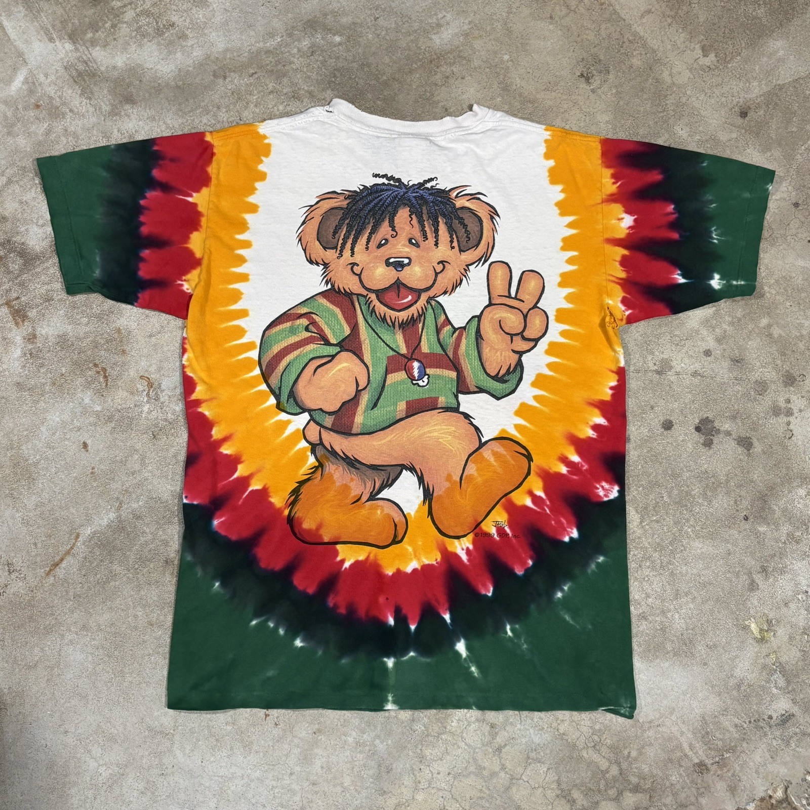 Vintage 1999 Liquid Blue Grateful Dead Rasta Bears Tie Dye Band T-Shirt Medium gallery