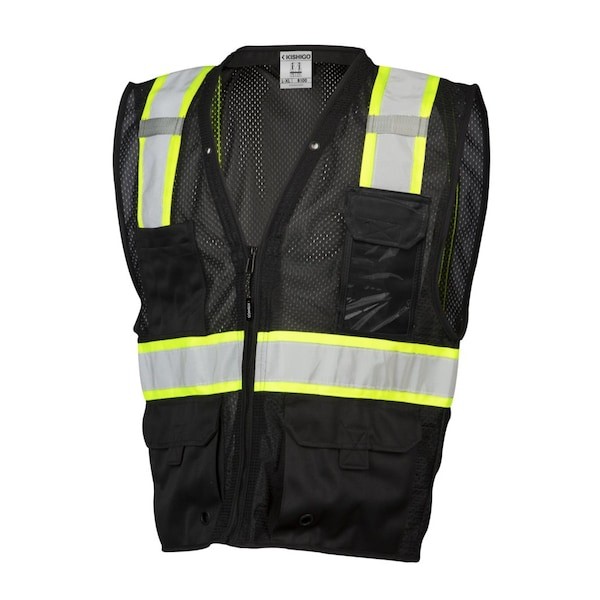 Kishigo B100-4X-5X Safety Vest, Zipper, Black, 4Xl/5Xl gallery