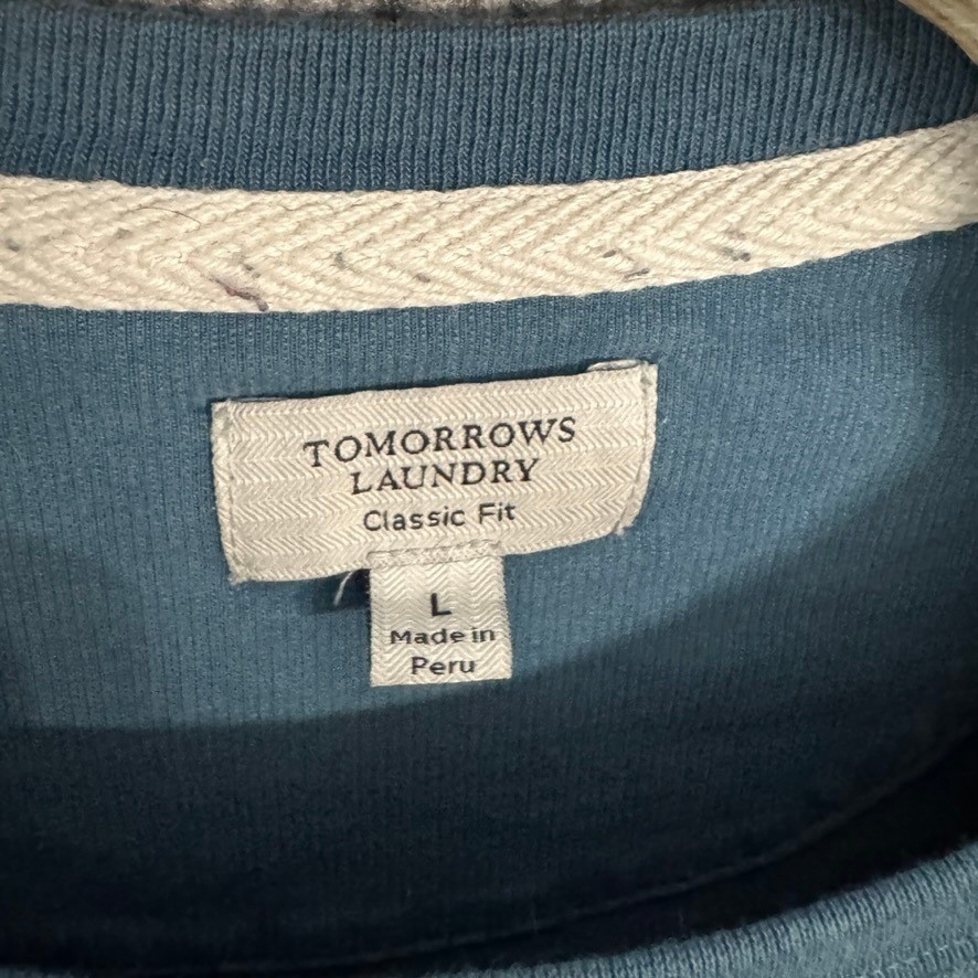 Tomorrows Laundry Classic Fit T-Shirt Mens Large Teal Blue Cotton Modal Stretch gallery