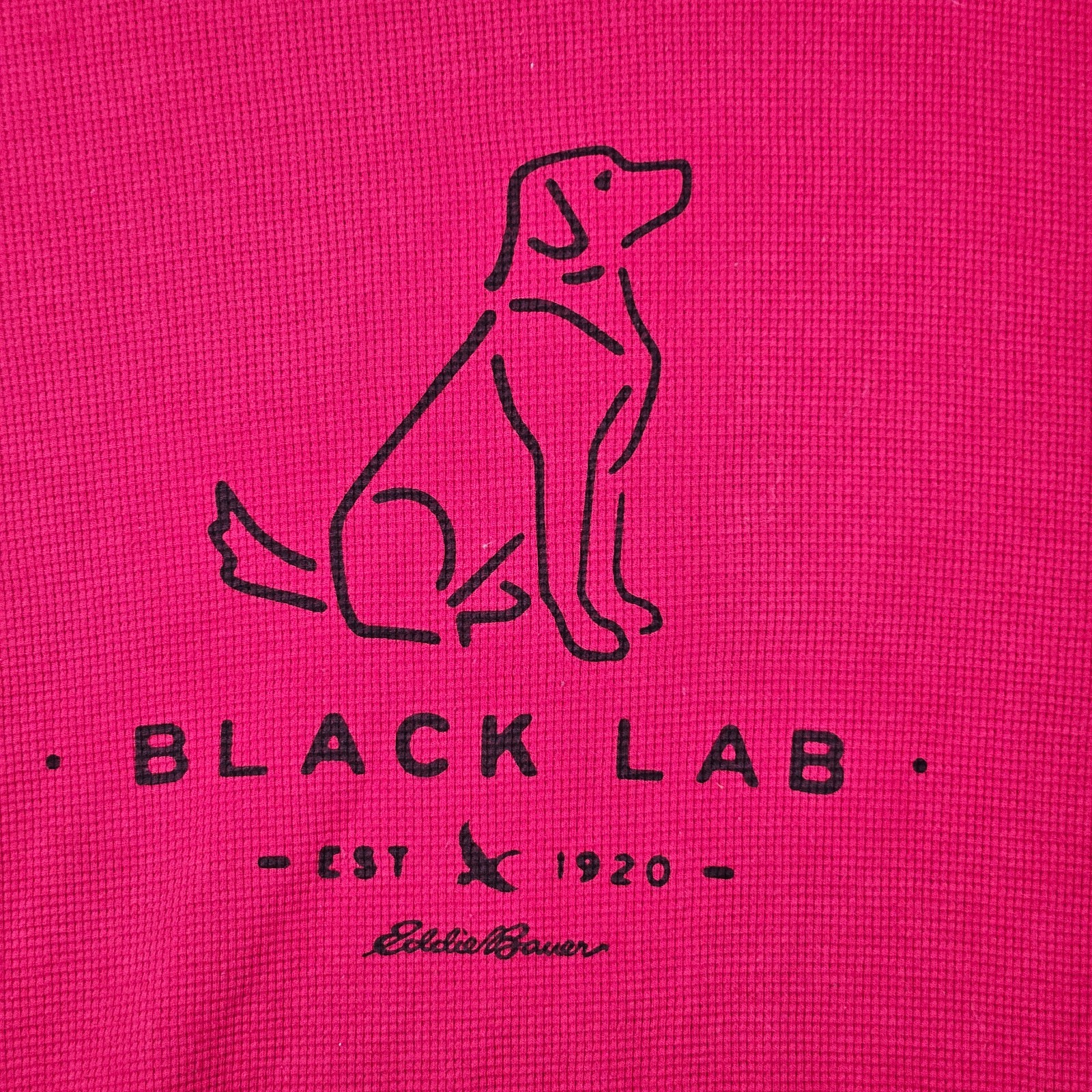 Eddie Bauer Shirt Mens Red Tall XL Waffle Knit Thermal Black Lab Graphic Crew gallery