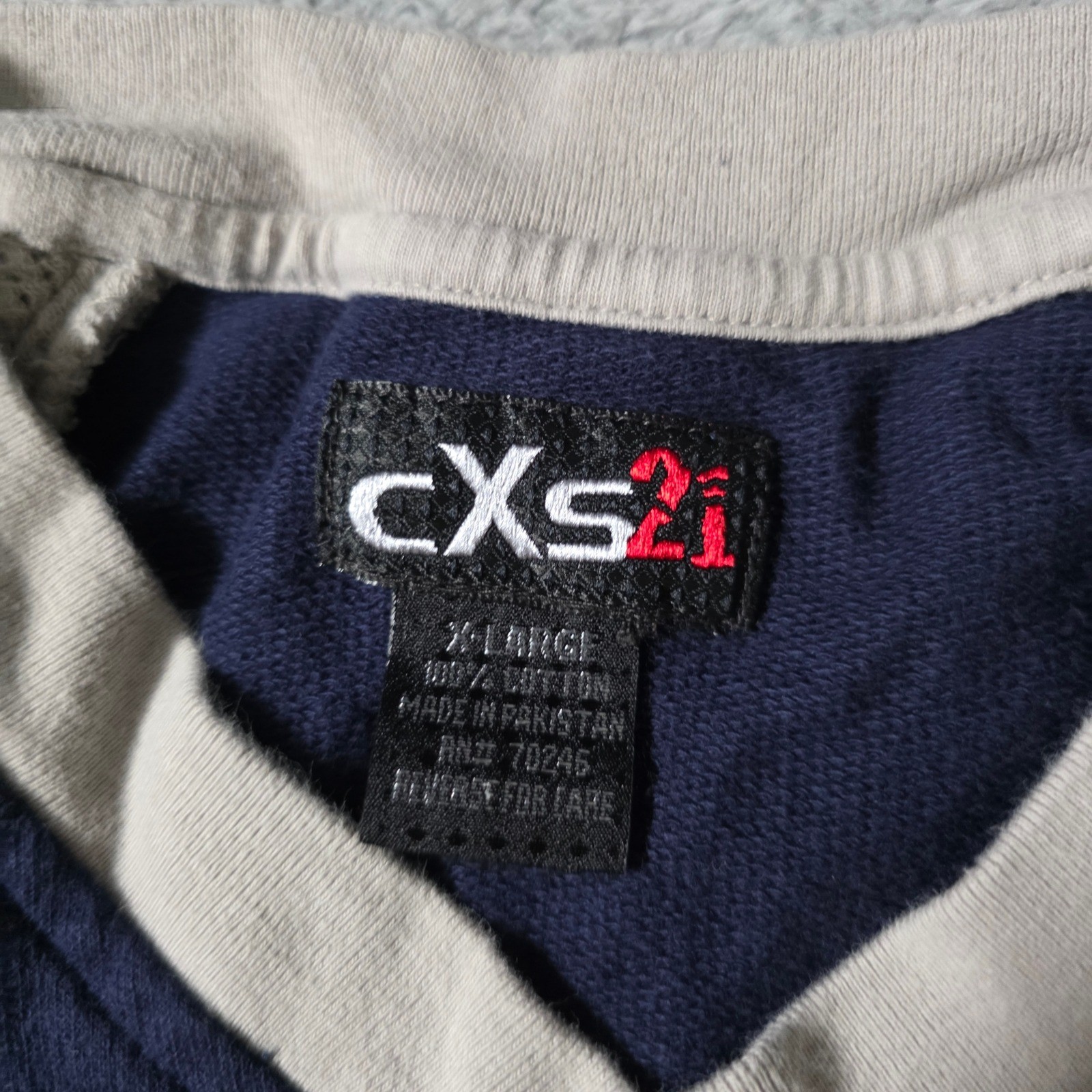 CXS21 Mens XL Long Sleeve Pullover Navy Blue Dual Zipper Mesh Shoulder Raglan gallery