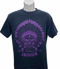 Native American Indian Chief T Shirt/Navy Blue Purple/Suna/Med/Excellent Cond.