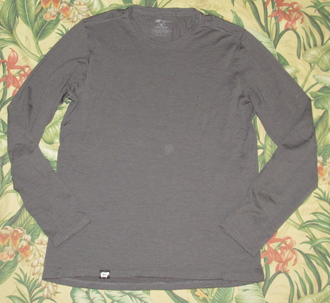 WURU Grey Merino Wool Blend Long Sleeve Base Layer T Shirt Medium gallery