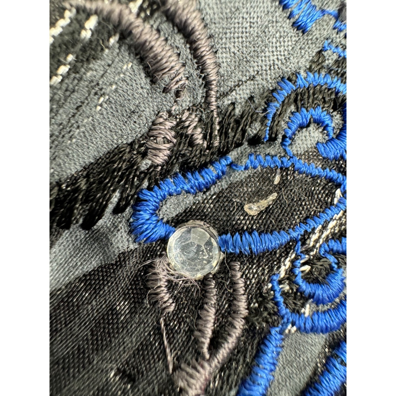 VTG Men Shirt Y2K Semi Sheer Metallic Embroidered Cross 3/4 Sleeve Bling Goth XL gallery